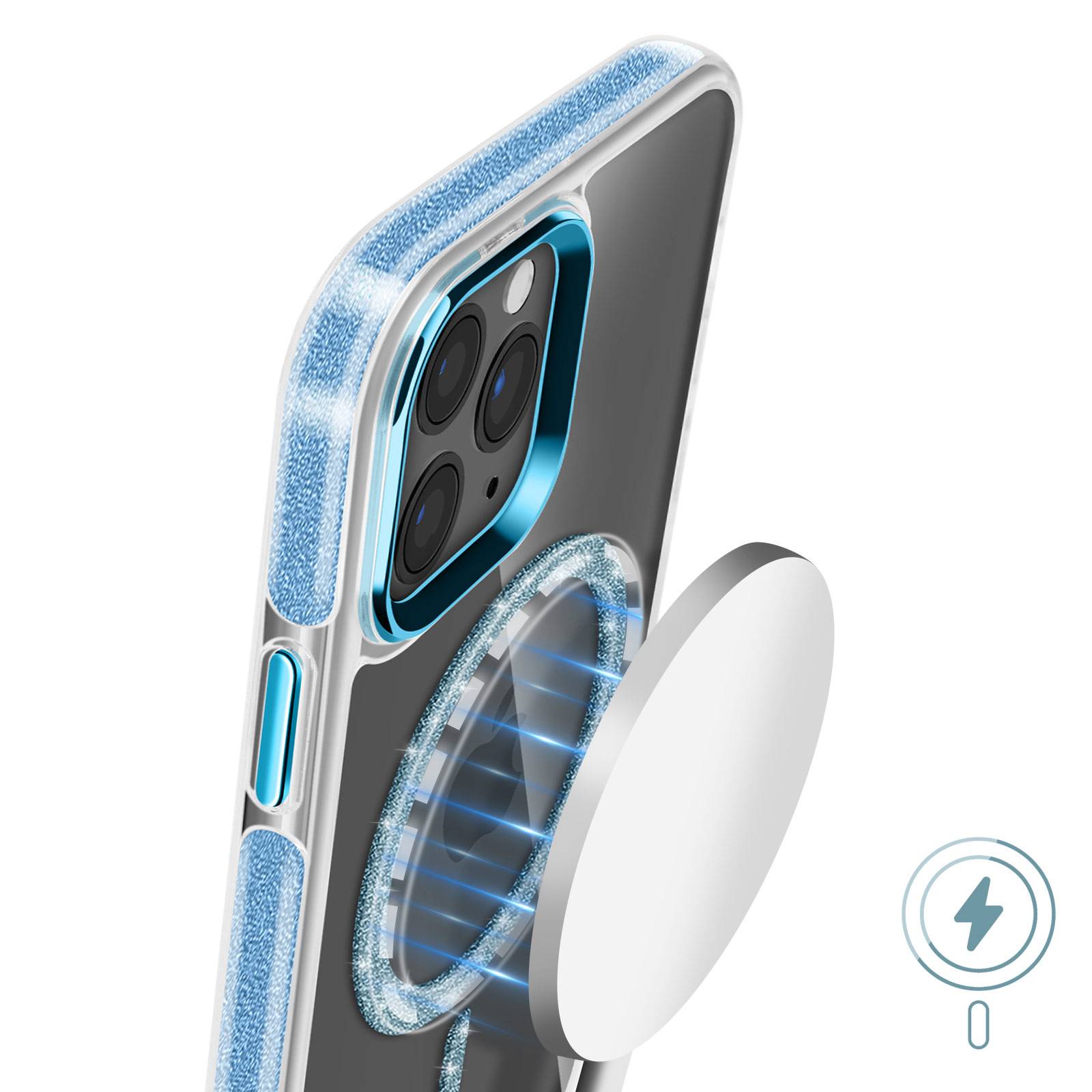 Coque MagSafe pour iPhone 11 Pro Max Silicone Pailleté-4