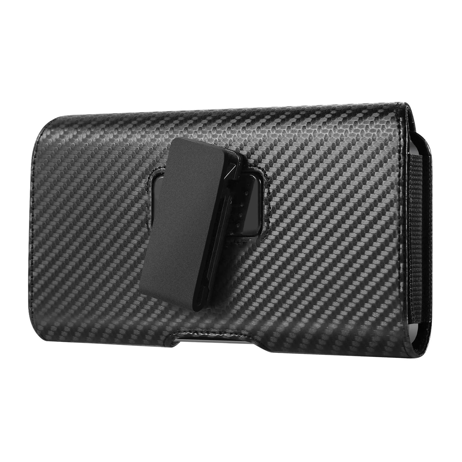 Étui Ceinture Carbone pour Téléphone 7 pouces avec Clip Rotatif-1