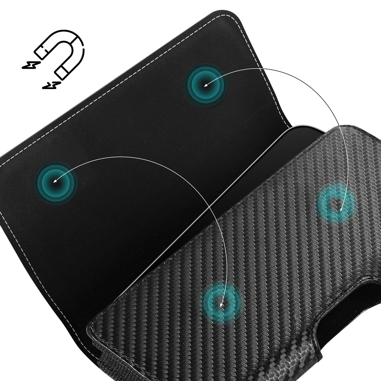 Étui Ceinture Carbone pour Téléphone 7 pouces avec Clip Rotatif-2
