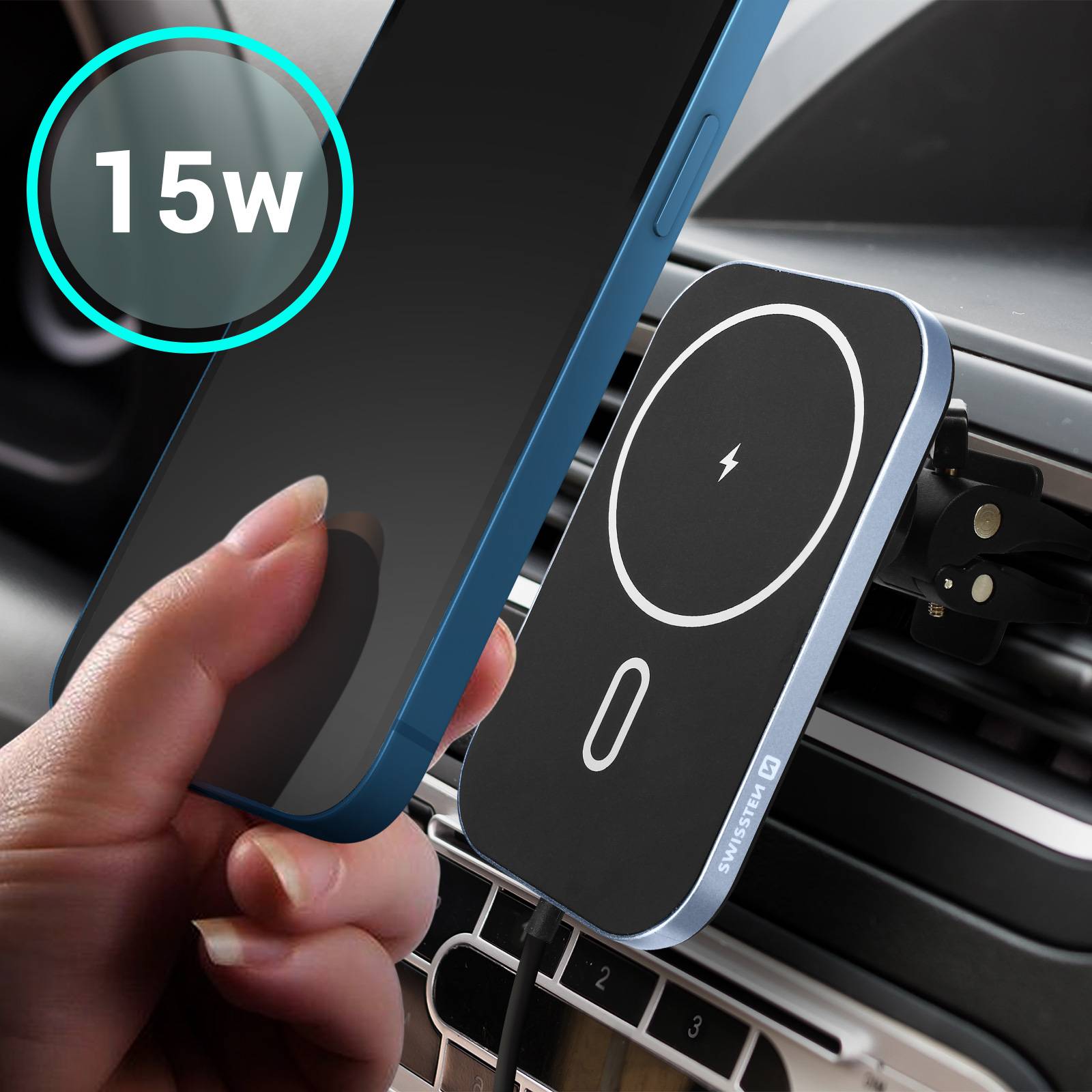 Support Voiture MagSafe pour iPhone Charge Rapide 15W Grille d'Aération-3