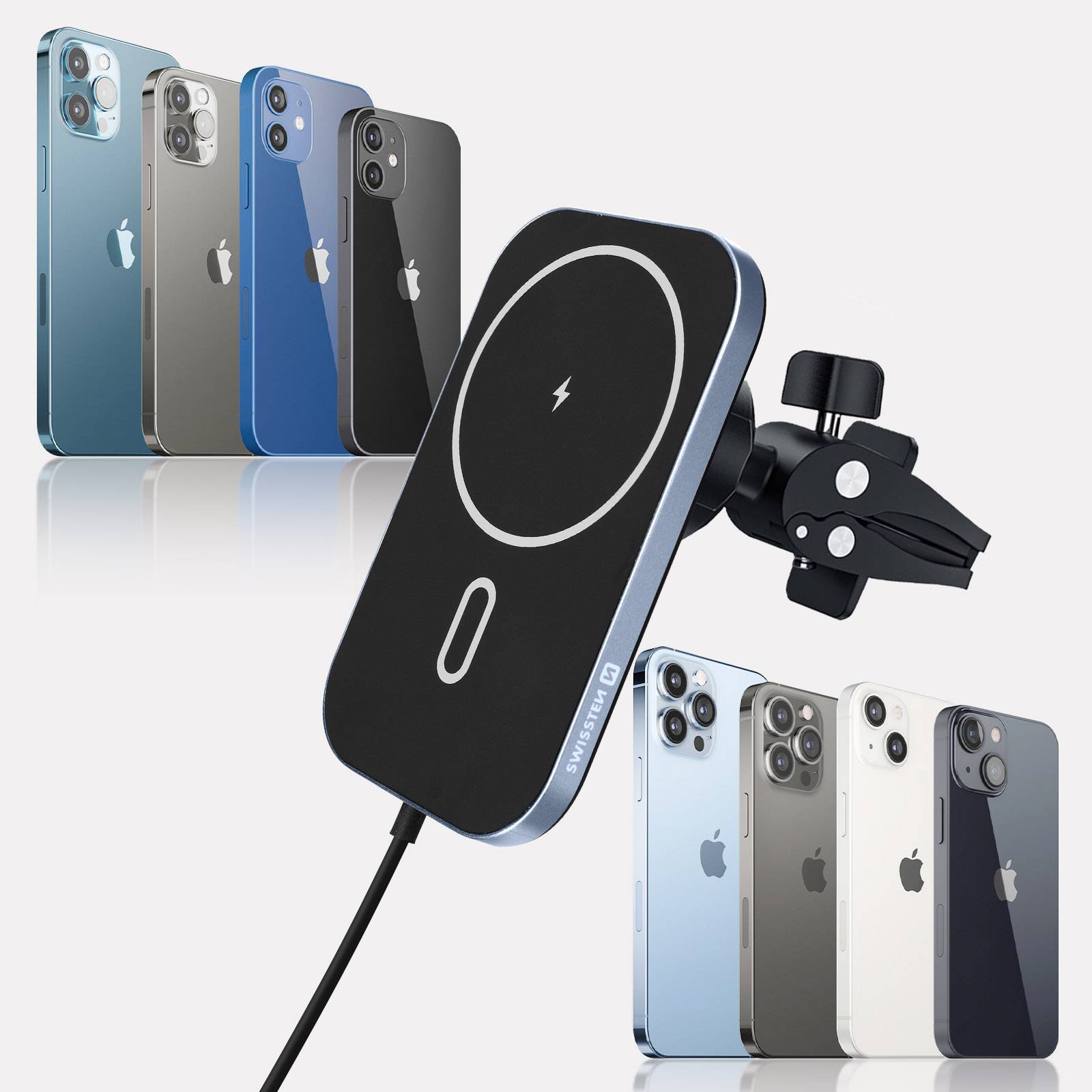 Support Voiture MagSafe pour iPhone Charge Rapide 15W Grille d'Aération-4