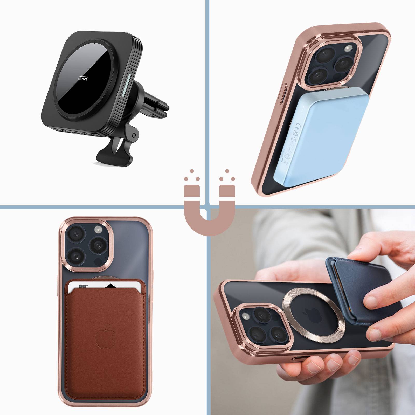 Coque MagSafe pour iPhone 15 Pro Silicone Protection Caméra Contour Chromé-2
