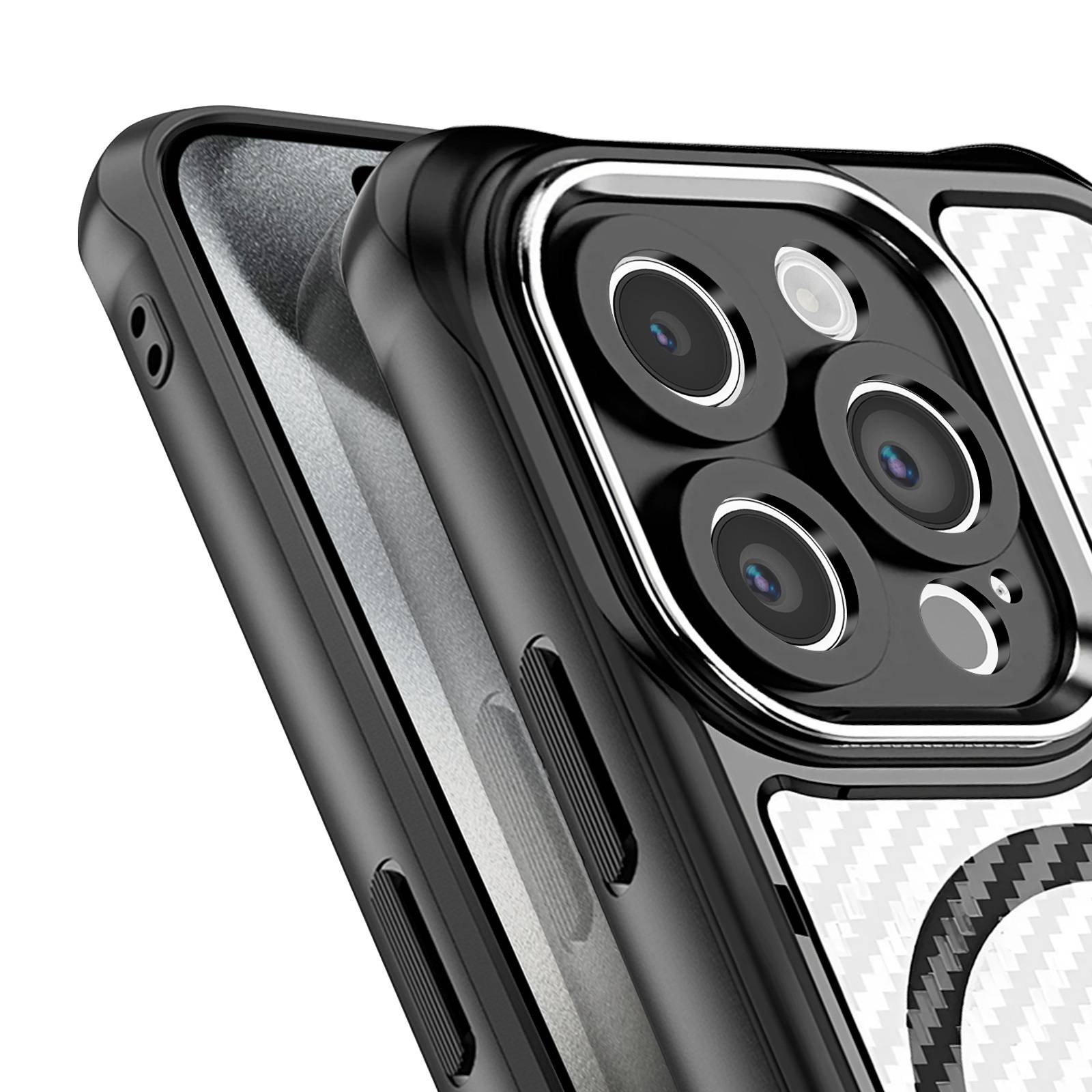 Coque pour iPhone 15 Pro Max MagSafe Dos Carbone Antichoc Renforcé-3