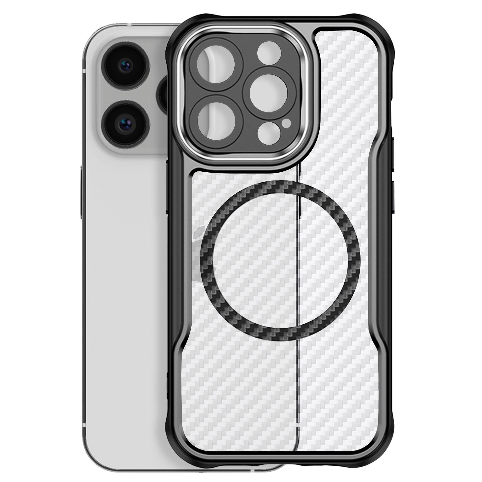 Coque pour iPhone 15 Pro Max MagSafe Dos Carbone Antichoc Renforcé-4