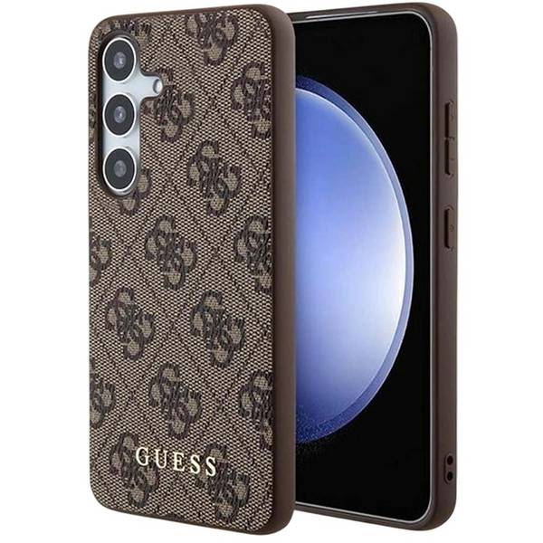 Coque pour Galaxy S24 Effet Saffiano avec Motif 4G et Logo en Métal