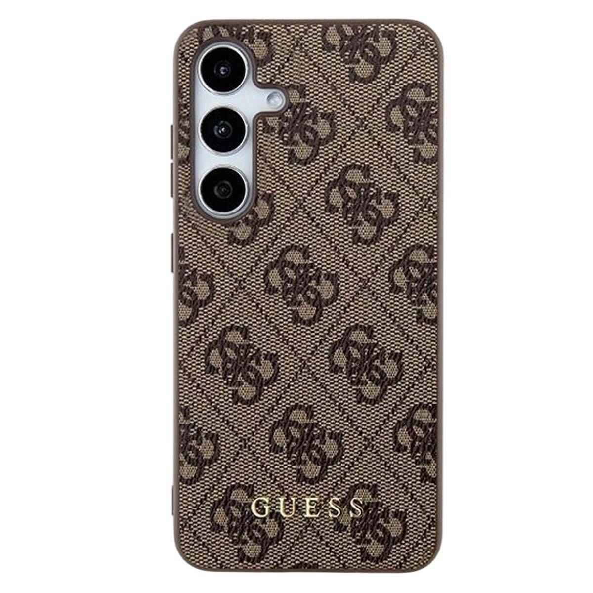 Coque pour Galaxy S24 Effet Saffiano avec Motif 4G et Logo en Métal-1