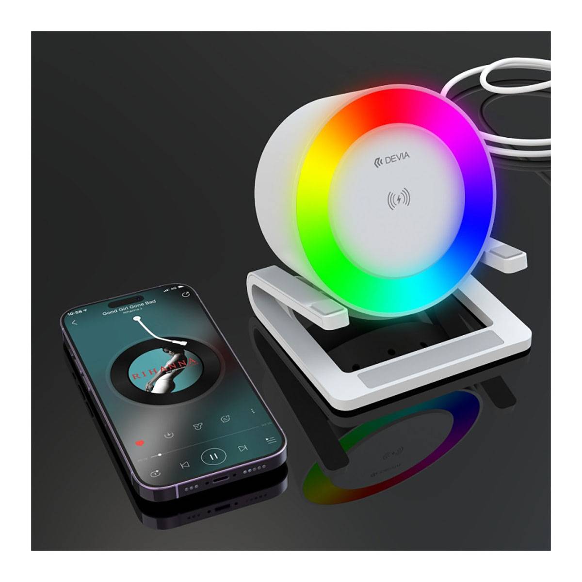 Enceinte Bluetooth 5.2 avec Lampe de Nuit et Chargeur Induction 15W-4