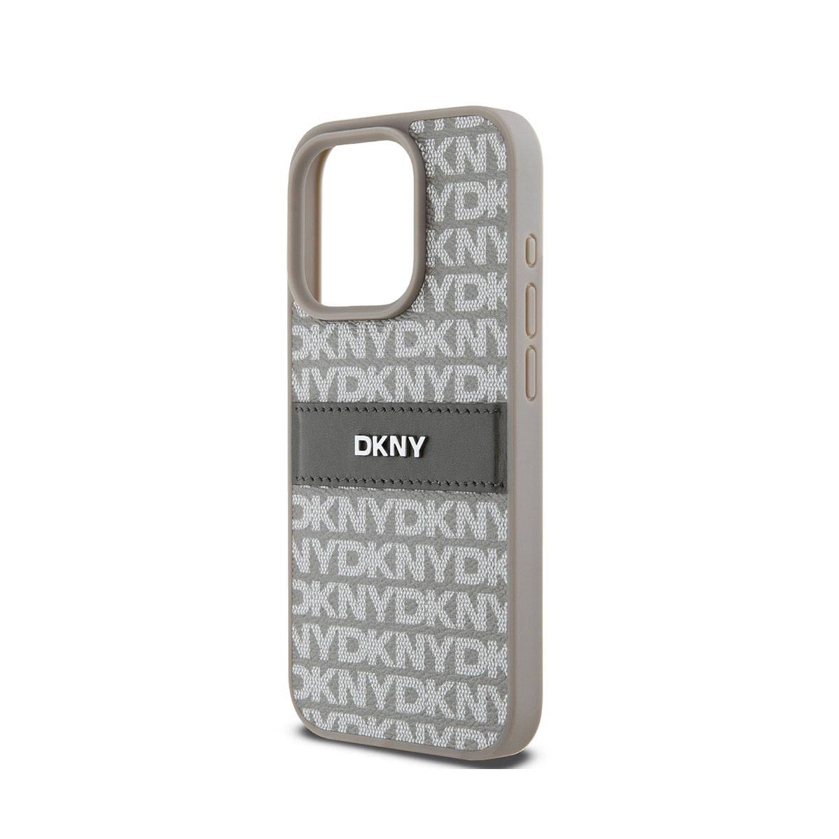 Coque pour iPhone 15 Pro Édition Repeat Pattern Tonal Stripe avec Logo Métallisé-3