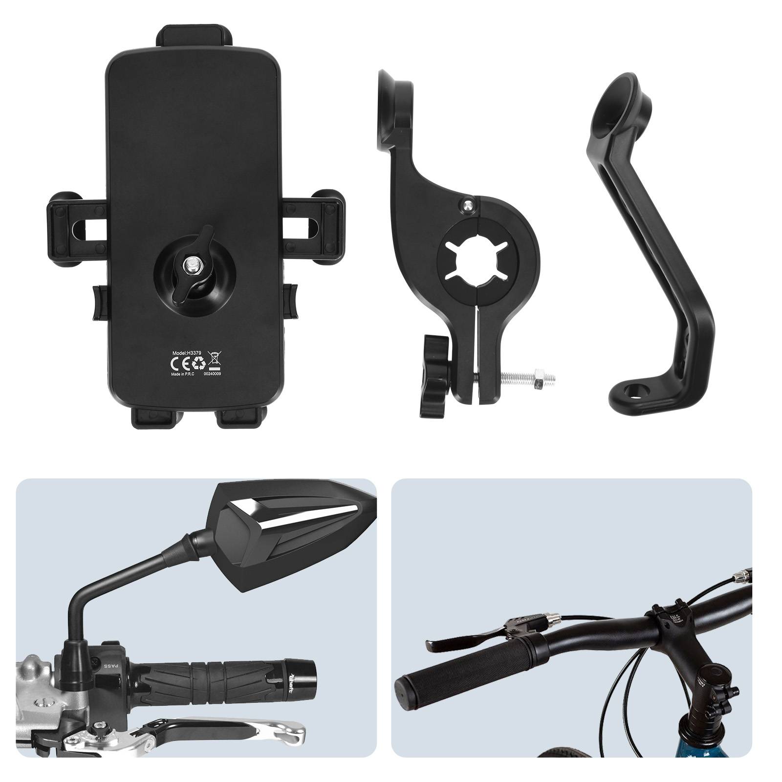 Support Vélo et Moto pour Téléphone 6.5 à 8.5'' Guidon ou Rétroviseur-2