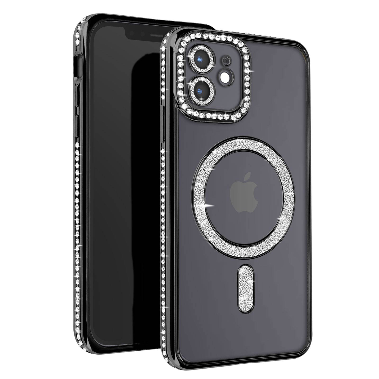 Coque Diamant pour iPhone 12 Protection MagSafe Contour Strass-0