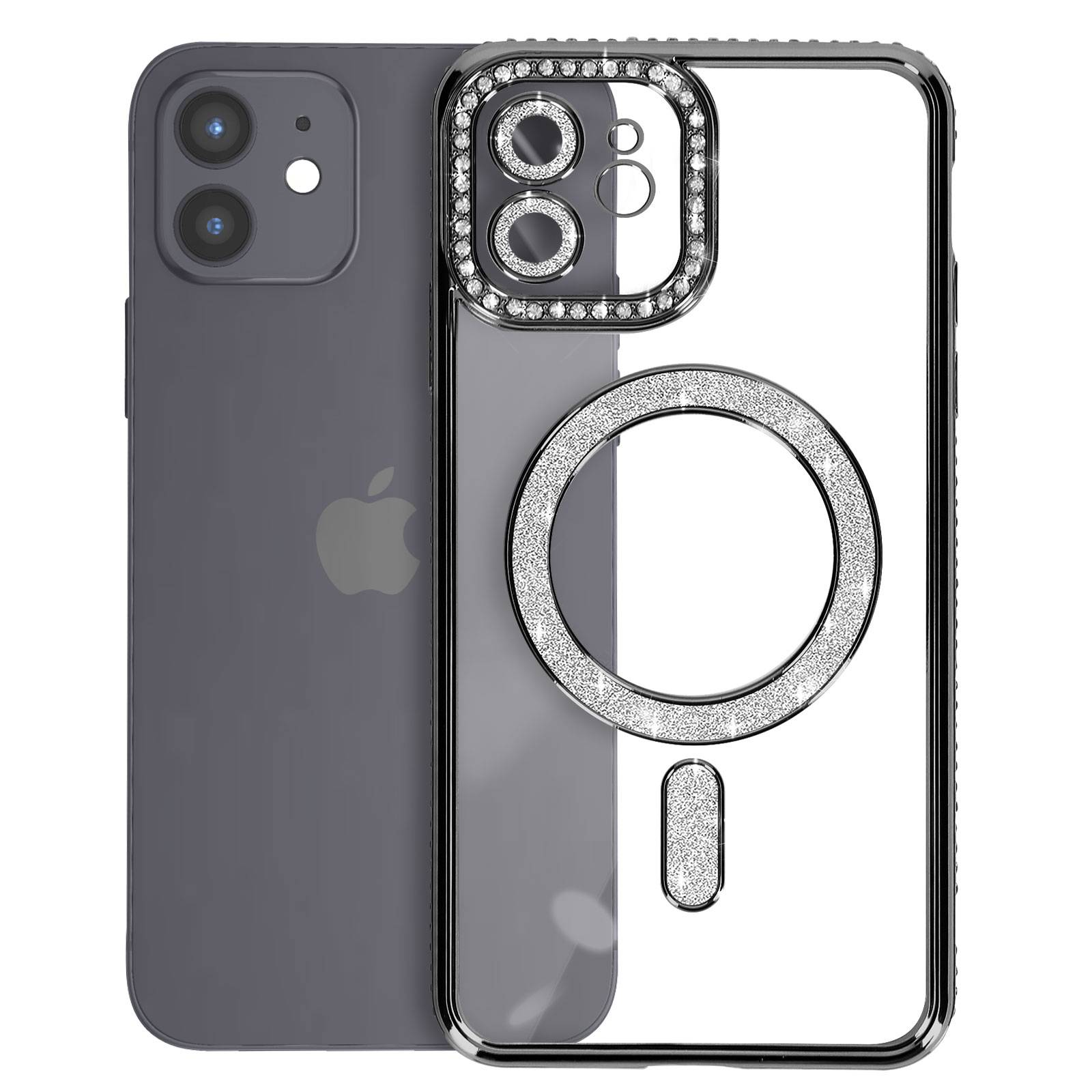 Coque Diamant pour iPhone 12 Protection MagSafe Contour Strass-1