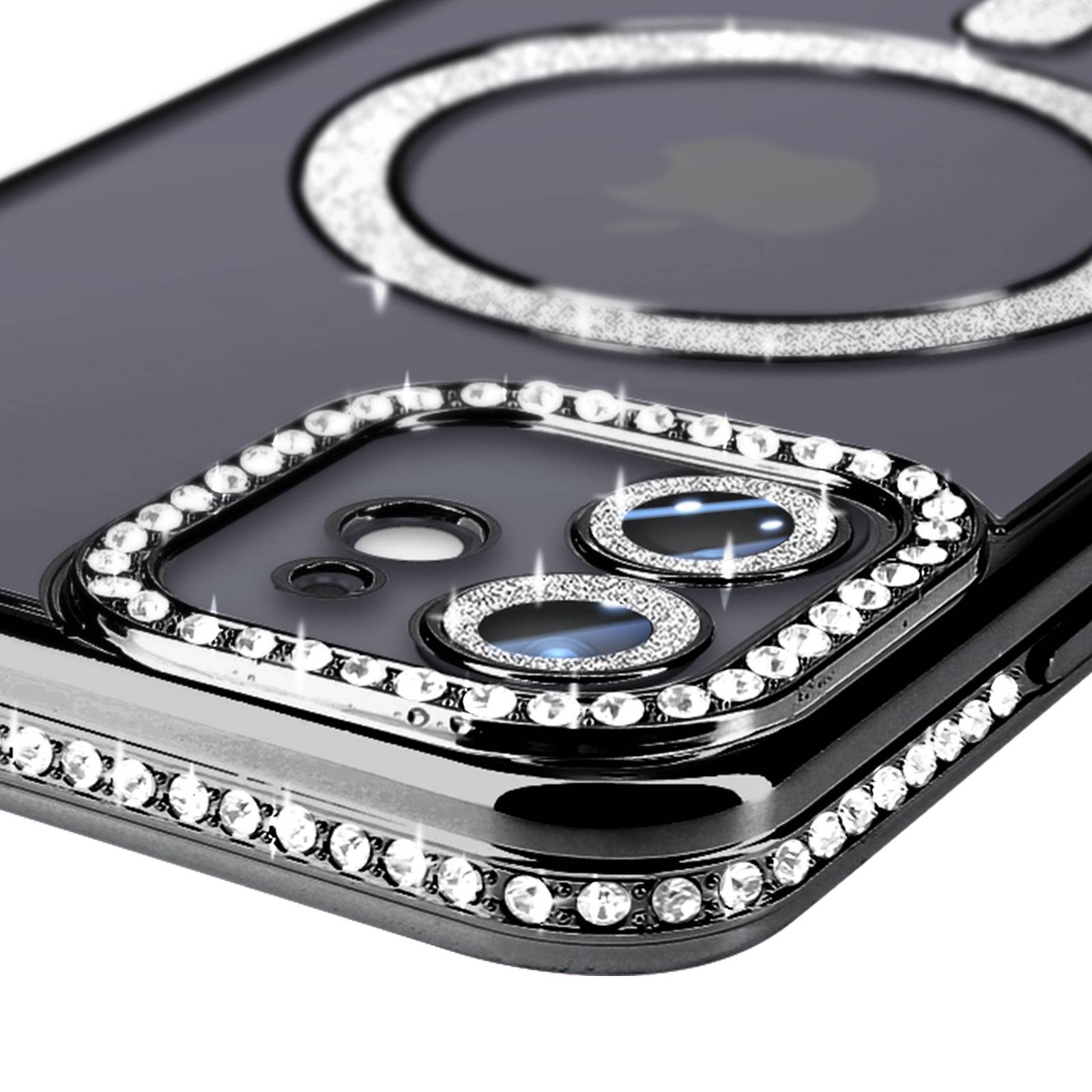 Coque Diamant pour iPhone 12 Protection MagSafe Contour Strass-2