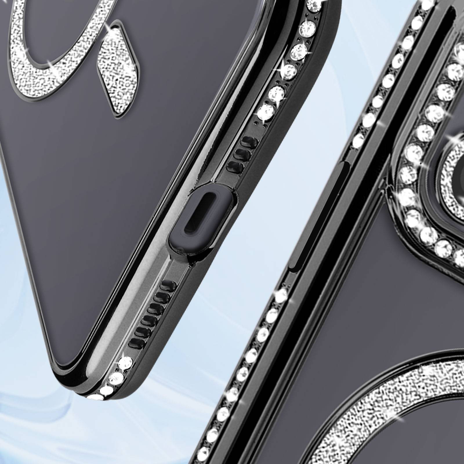Coque Diamant pour iPhone 12 Protection MagSafe Contour Strass-3