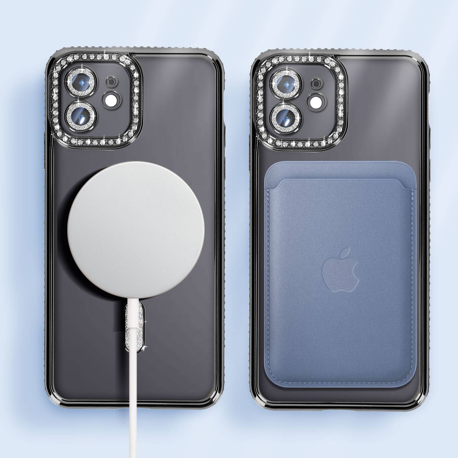 Coque Diamant pour iPhone 12 Protection MagSafe Contour Strass-4