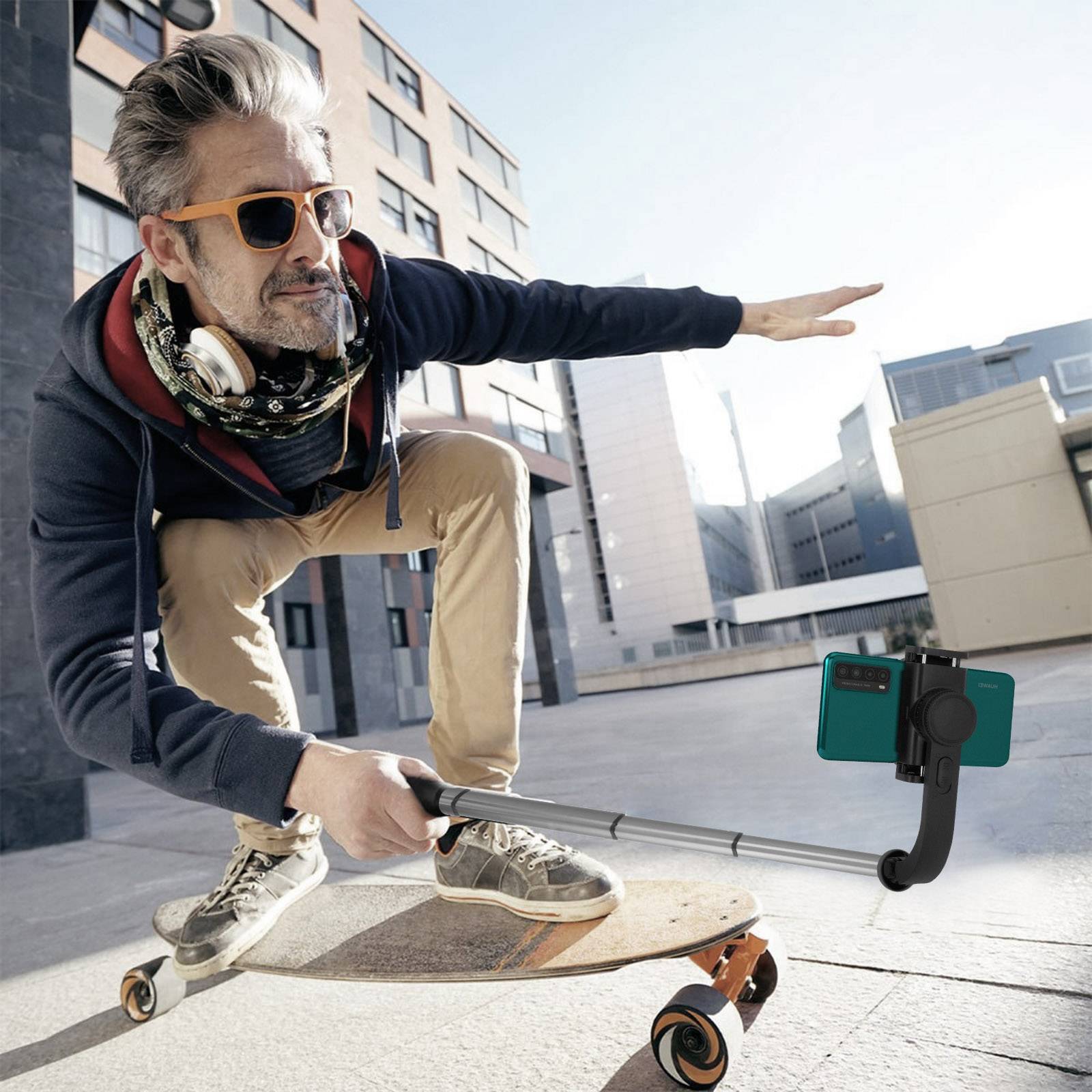 Perche Stabilisateur Smartphone avec Trépied intégré Télécommande Bluetooth-2