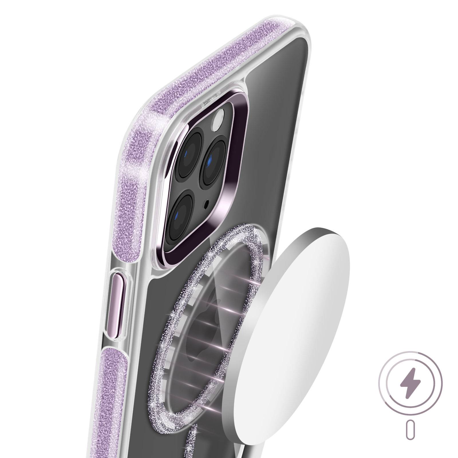 Coque MagSafe pour iPhone 11 Pro Max Silicone Pailleté-4