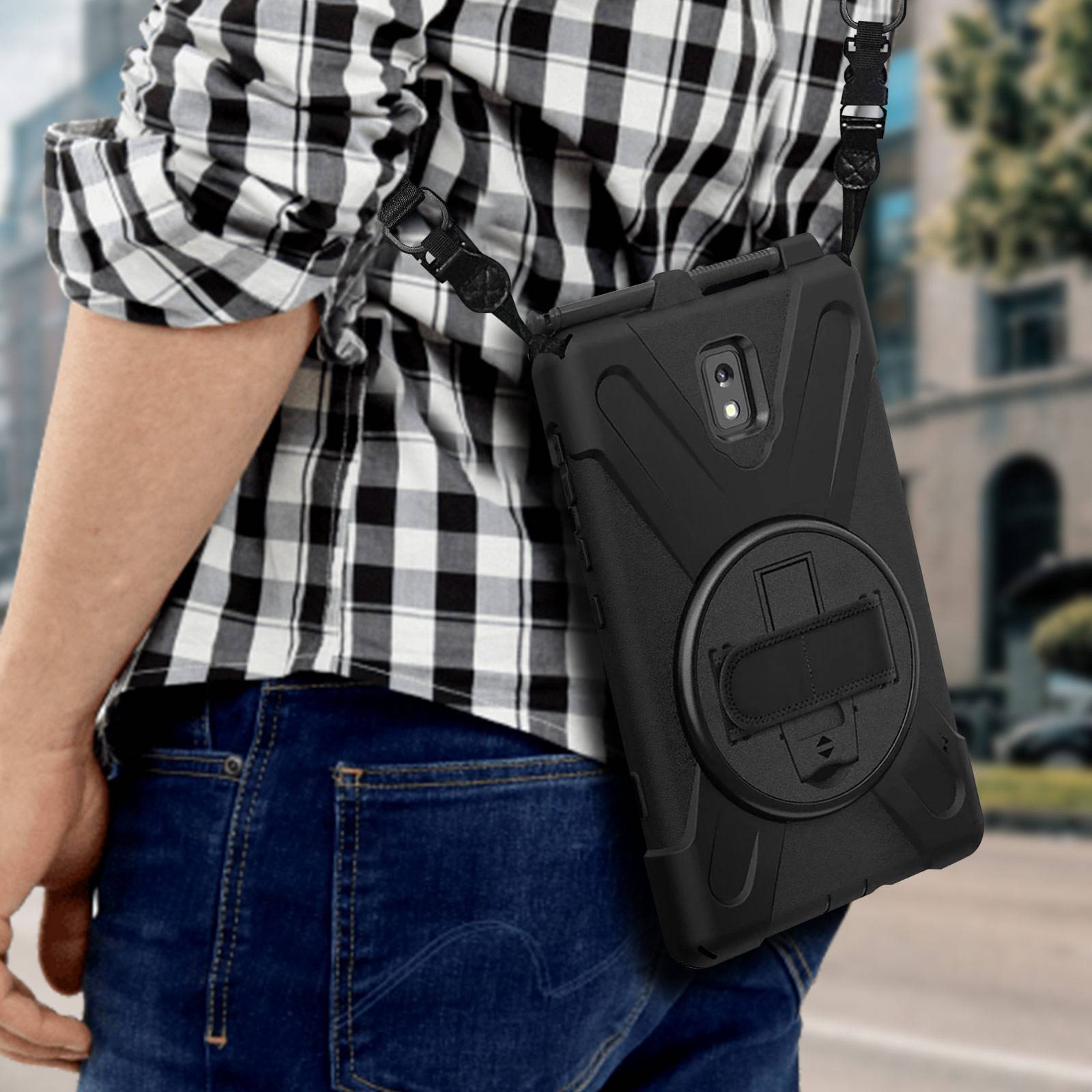 Coque pour Samsung Galaxy Tab Active 3 & Active 5 Poignée Rotative Béquille Bandoulière-3