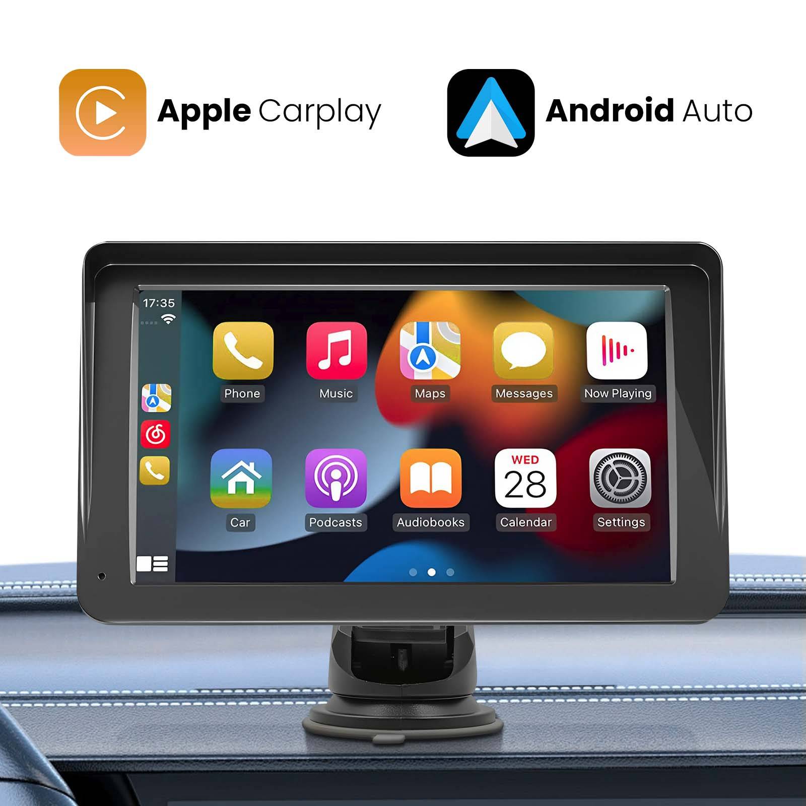 Écran voiture 7'' CarPlay Android Auto sans fil avec Support Ventouse-4