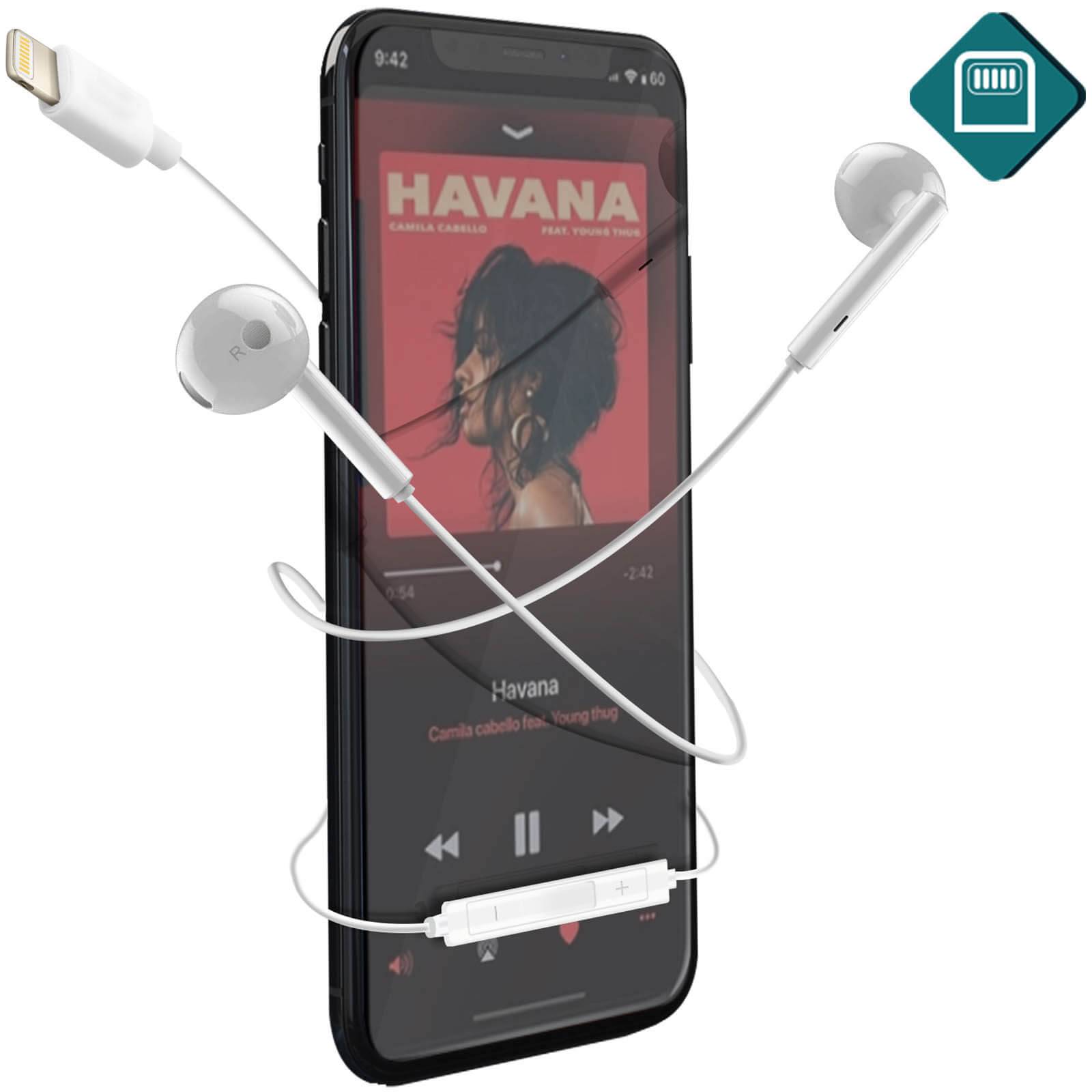 Écouteurs iPhone Lightning Filaires Kit Mains Libres Télécommande Micro-4