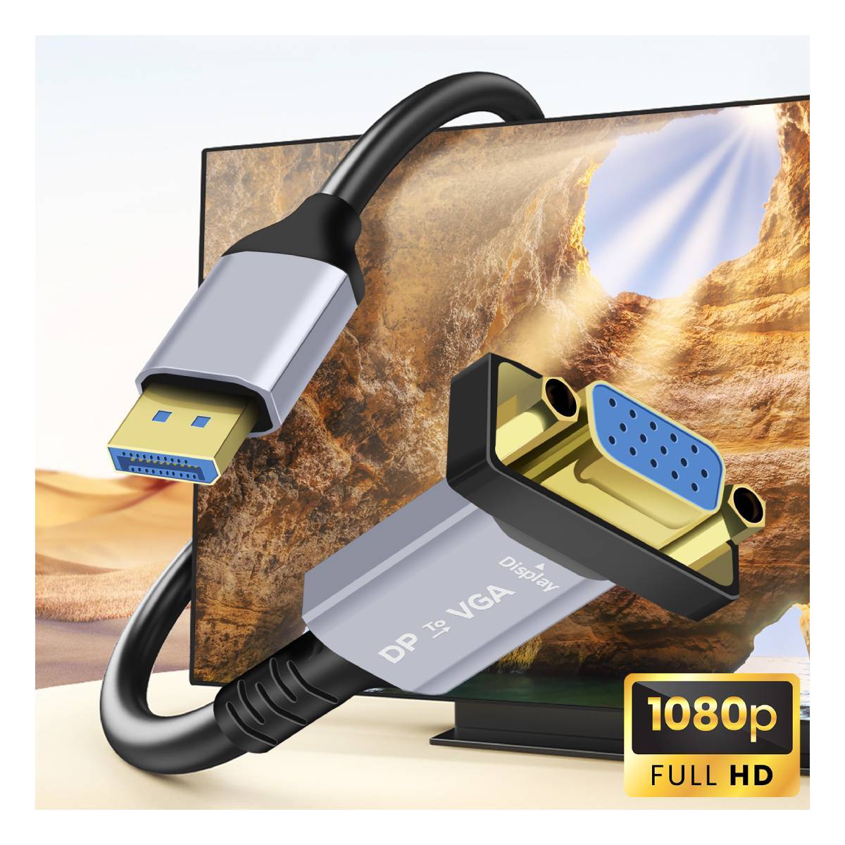 Câble Adaptateur DisplayPort vers VGA Full HD 1080p-3