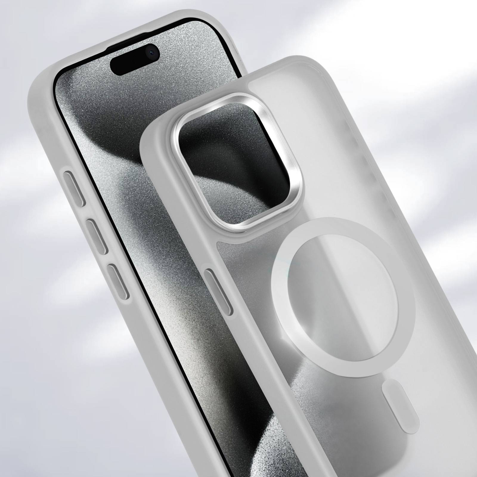 Coque MagSafe pour iPhone 15 Pro Dos Mat Givré Contour-4
