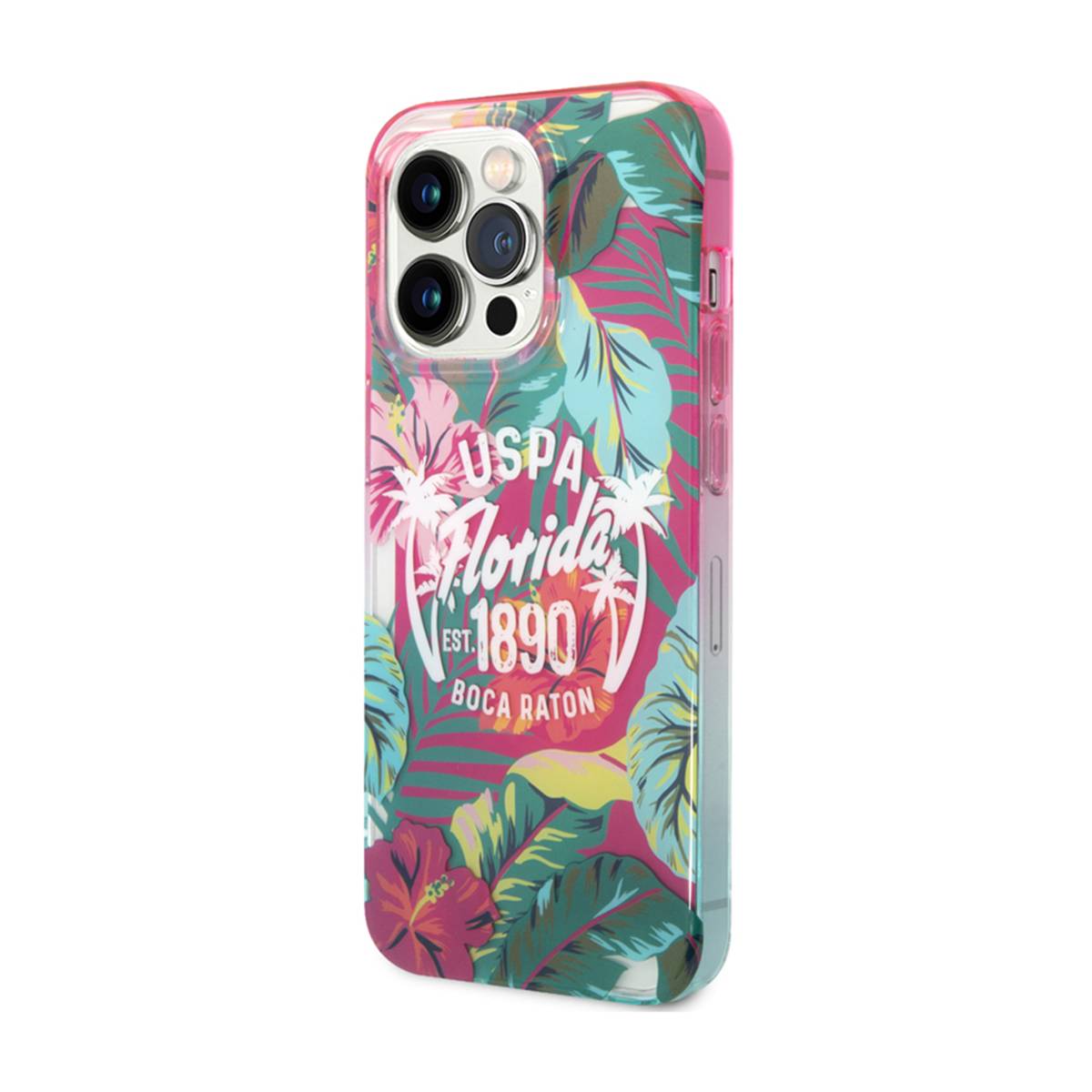 Coque pour iPhone 14 Pro Max Motifs Floraux USPA Florida EST.1890 BOCA RATON-1