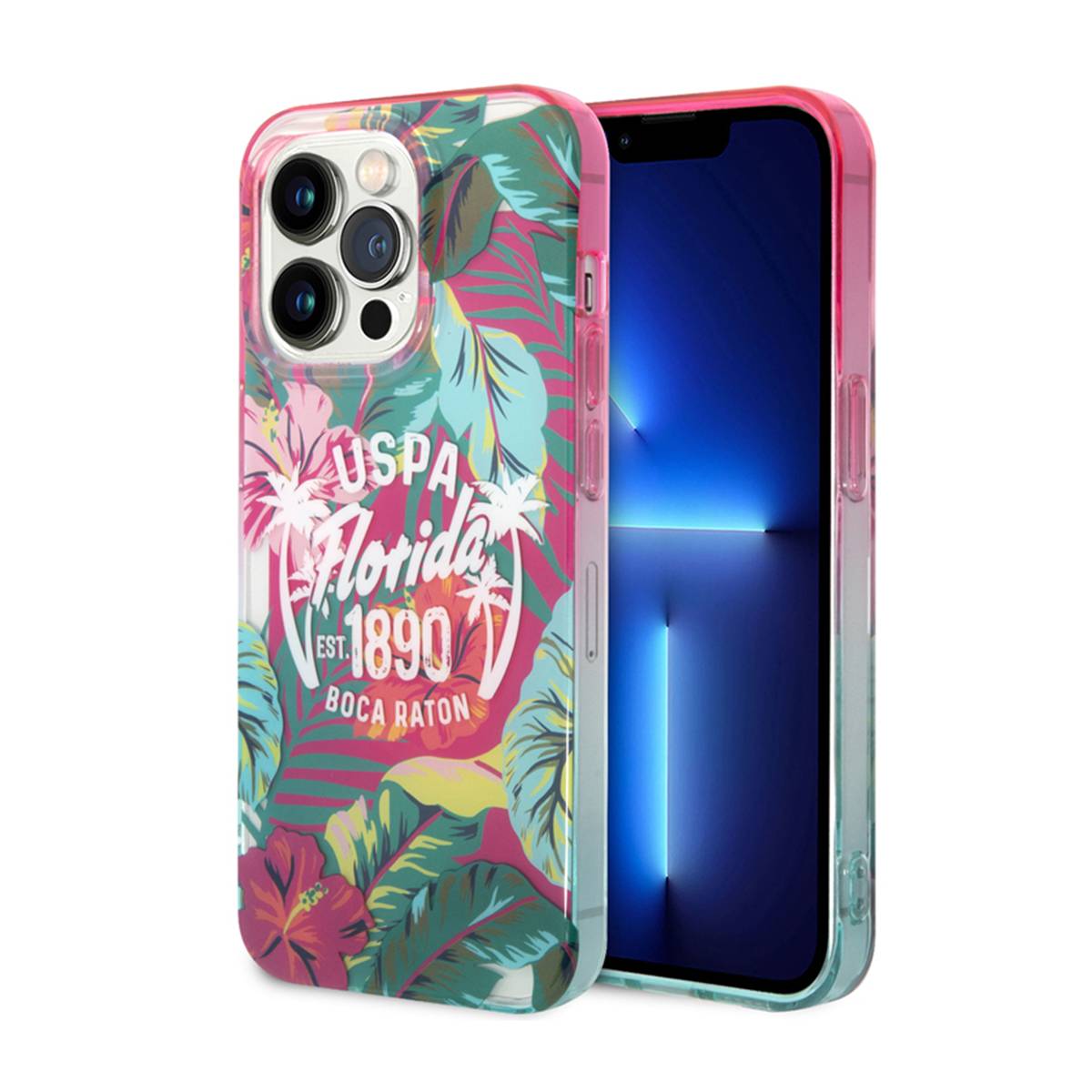 Coque pour iPhone 14 Pro Max Motifs Floraux USPA Florida EST.1890 BOCA RATON-2