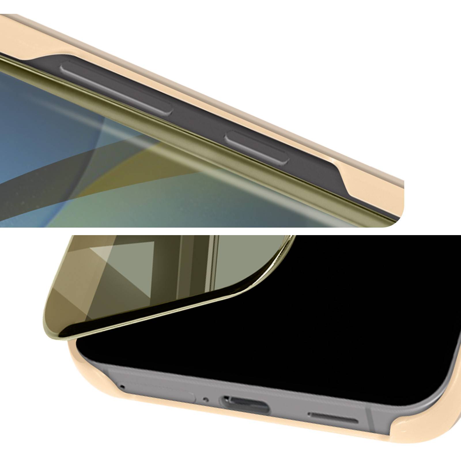 Étui pour Samsung Galaxy S24 Clapet Effet Miroir Support Stand-3