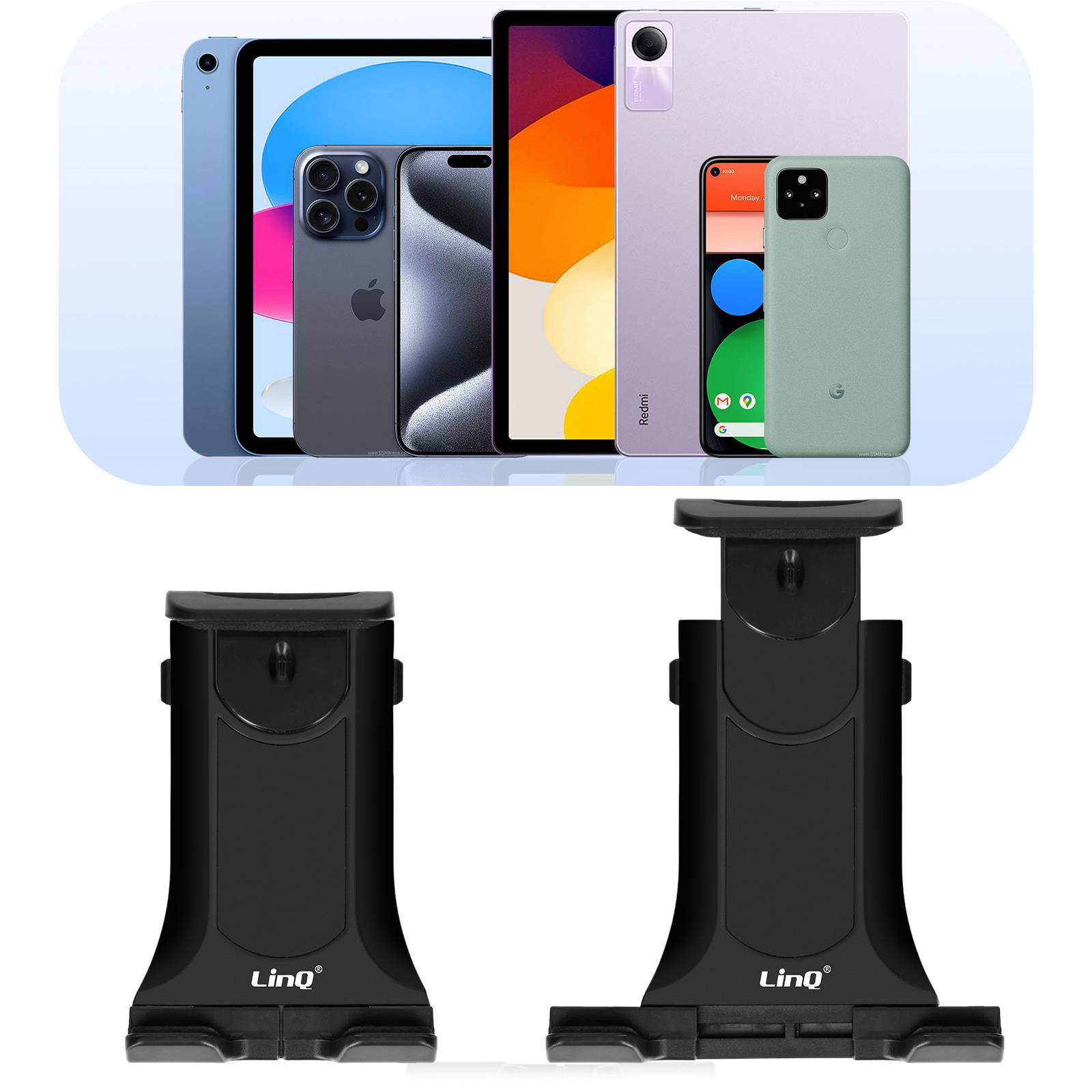Support 360° pour Smartphone et Tablette : Vélo, Trottinette, Appui-tête-2