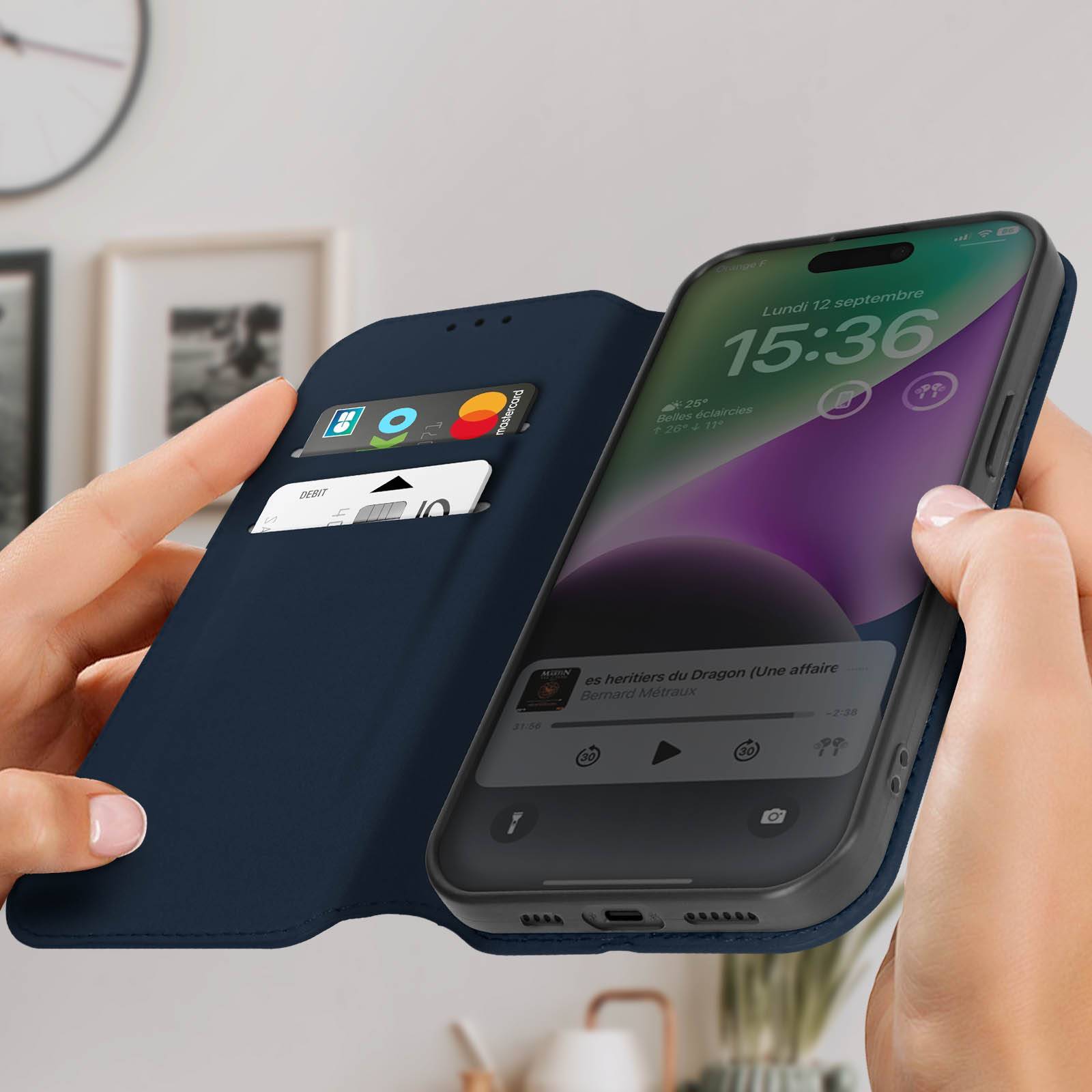 Étui pour iPhone 15 Pro Max Porte-carte Support Clapet Magnétique-2