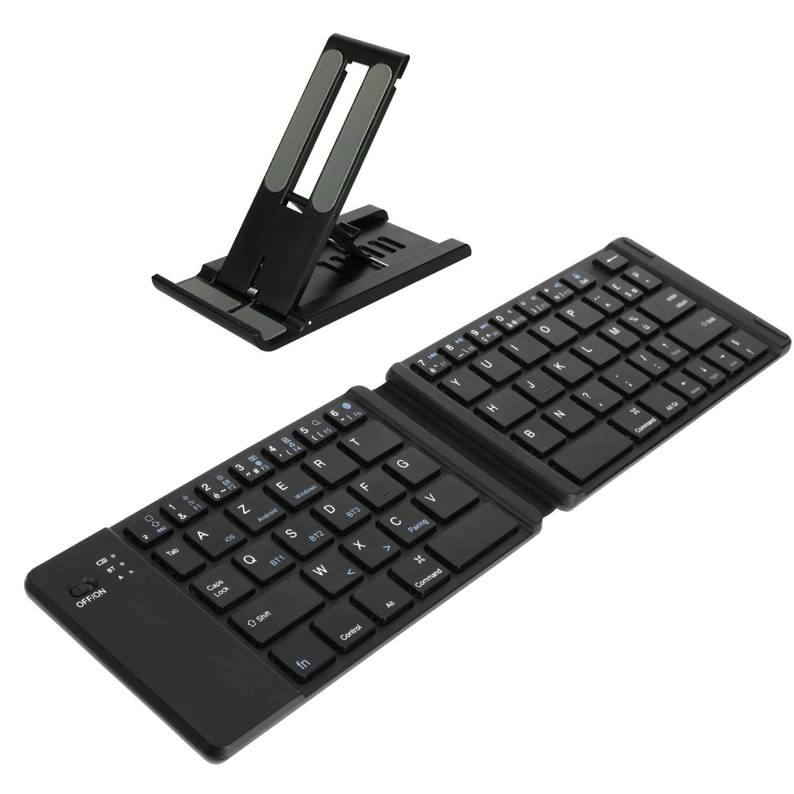Mini Clavier Bluetooth AZERTY, Android, iOS et Windows, Support inclus-0