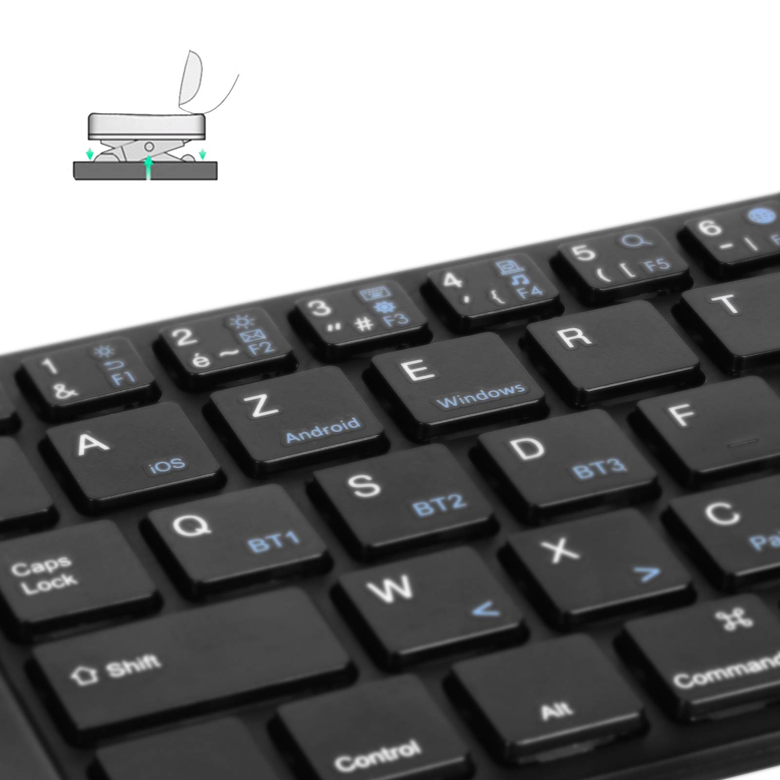 Mini Clavier Bluetooth AZERTY, Android, iOS et Windows, Support inclus-4