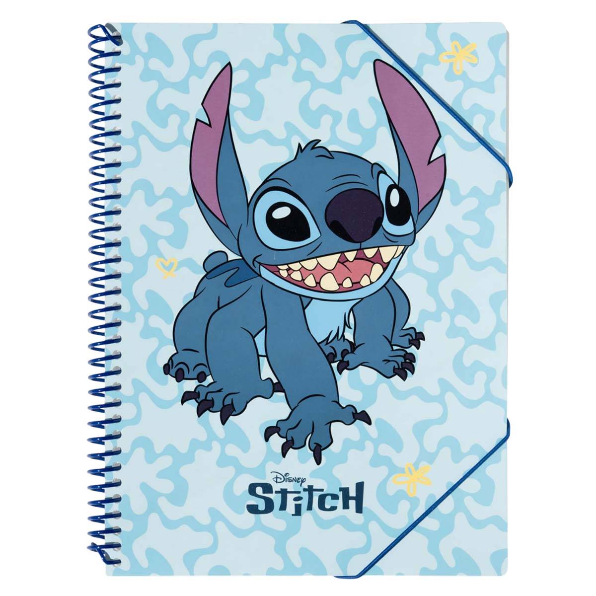 Classeur A4 Stitch Spirale avec 30 Pochettes Fermeture Élastique-0