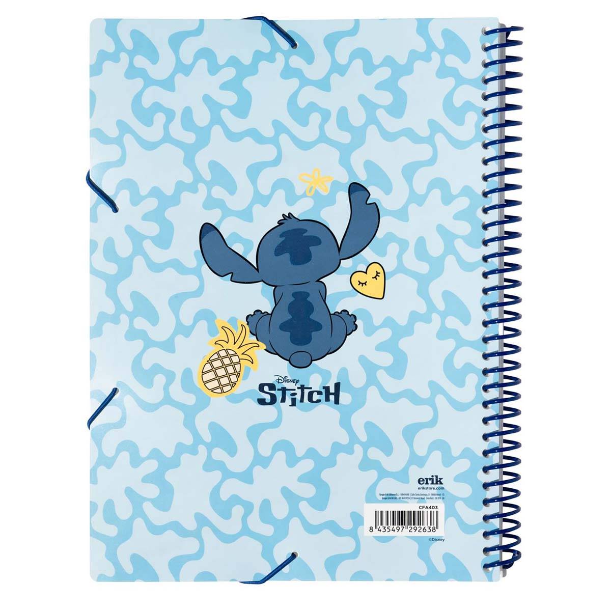 Classeur A4 Stitch Spirale avec 30 Pochettes Fermeture Élastique-1
