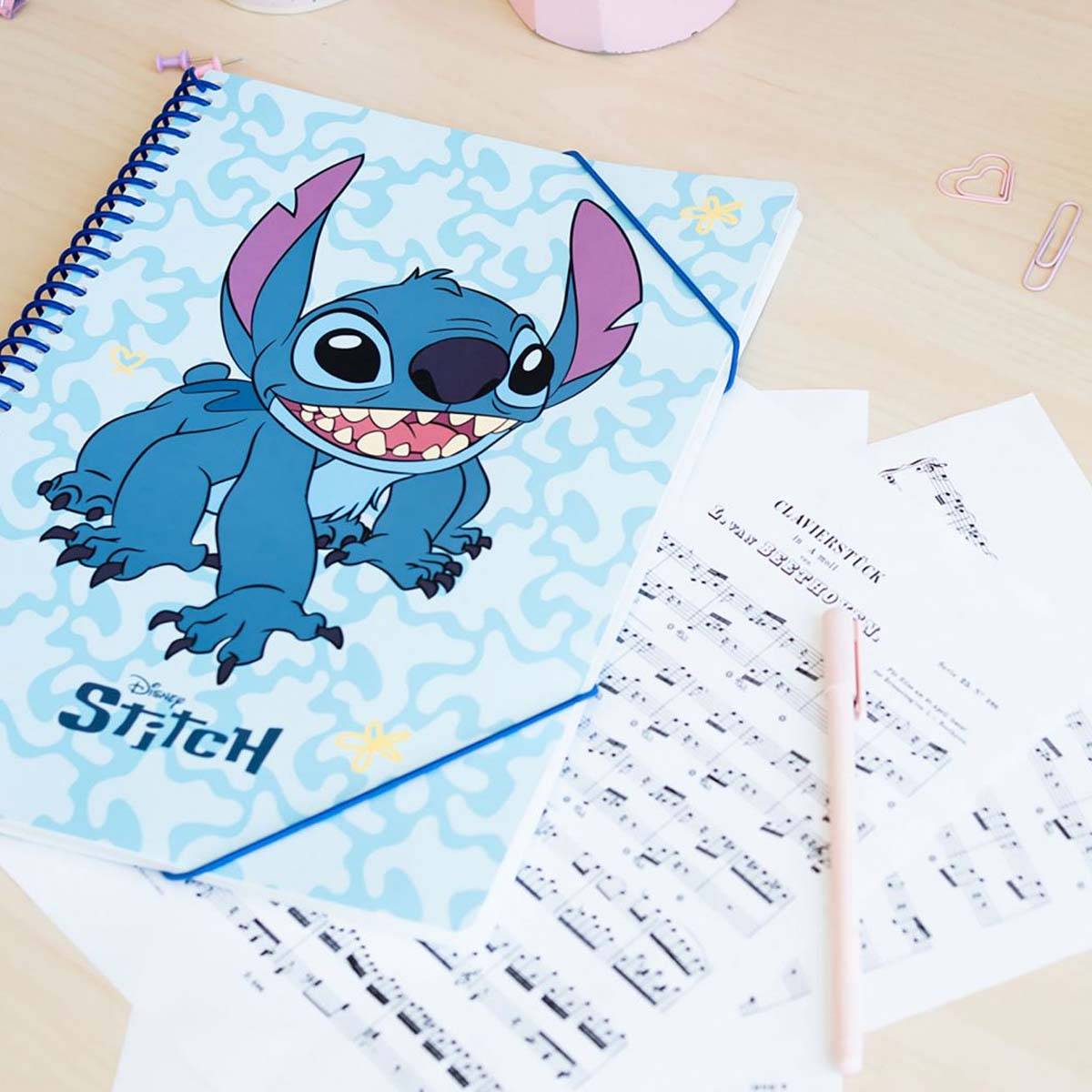 Classeur A4 Stitch Spirale avec 30 Pochettes Fermeture Élastique-3