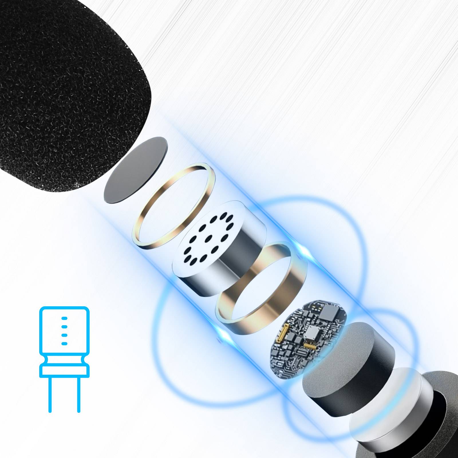 Micro USB-C Smartphone Omnidirectionnel Bonnette anti-vent-4