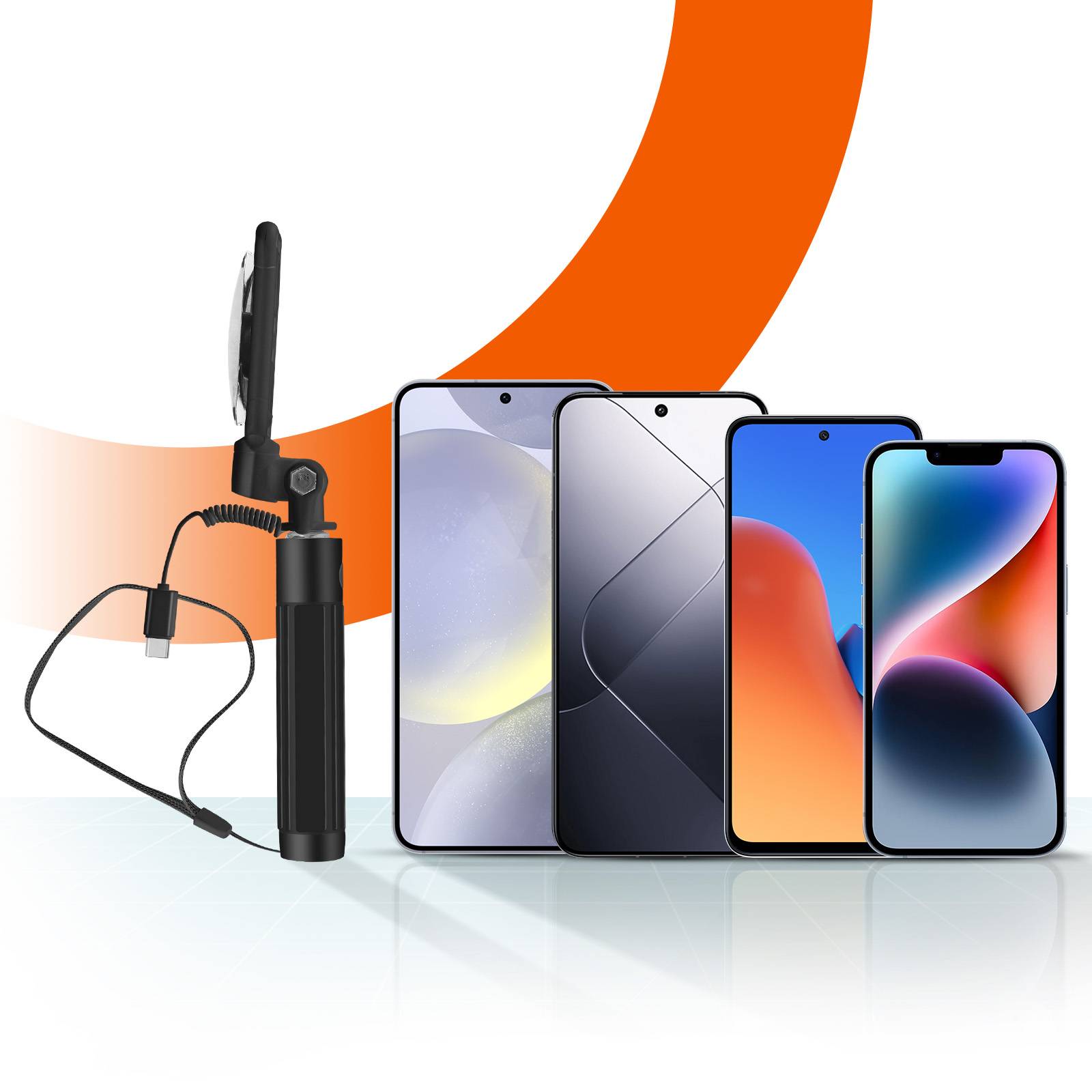 Perche à Selfie Miroir intégré USB C avec Bouton Déclencheur-4