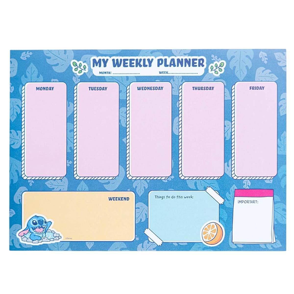 Agenda Hebdomadaire A4 54 Pages Détachable Décoré Stitch-2