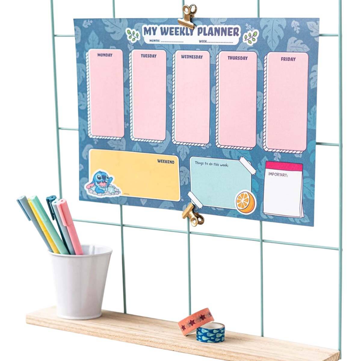 Agenda Hebdomadaire A4 54 Pages Détachable Décoré Stitch-3