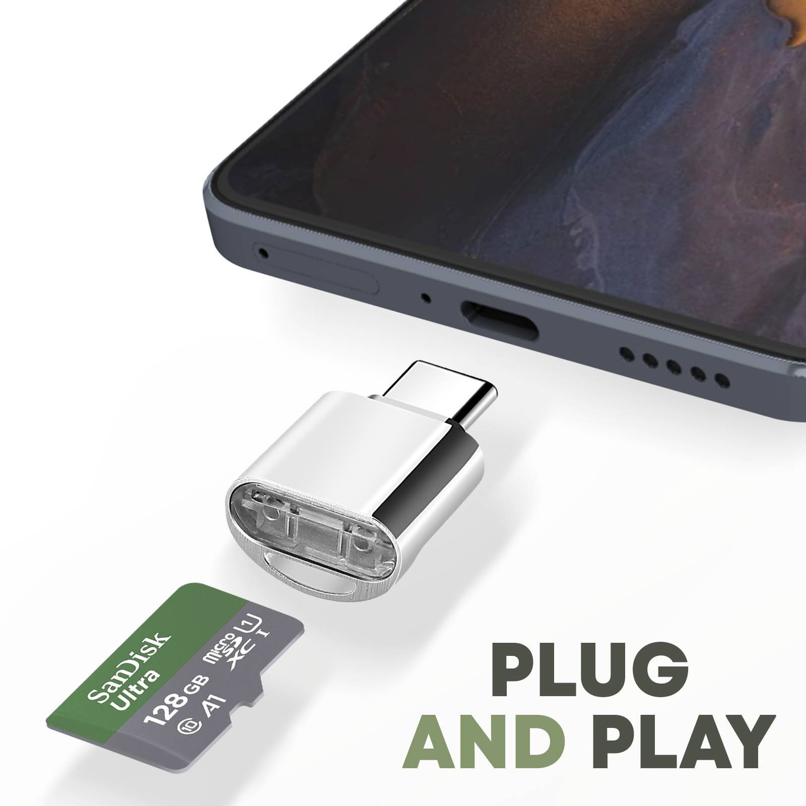 Mini Lecteur Carte micro SD / TF, Adaptateur USB-C 3.1-4