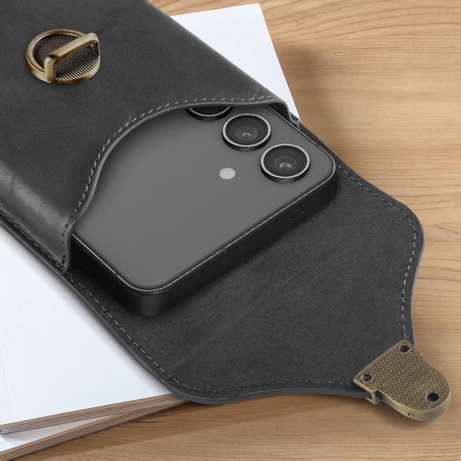 Étui Ceinture Vertical pour Smartphone 6.7 pouces Porte carte Clip-3