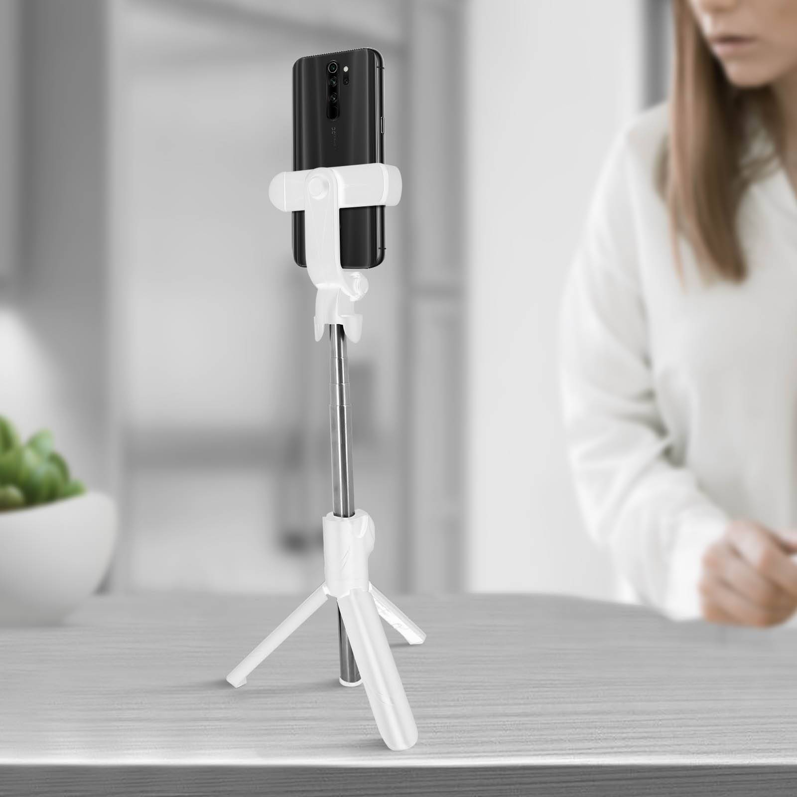 Perche Selfie avec Trépied Télécommande Bluetooth Bras Extensible 68 cm-3