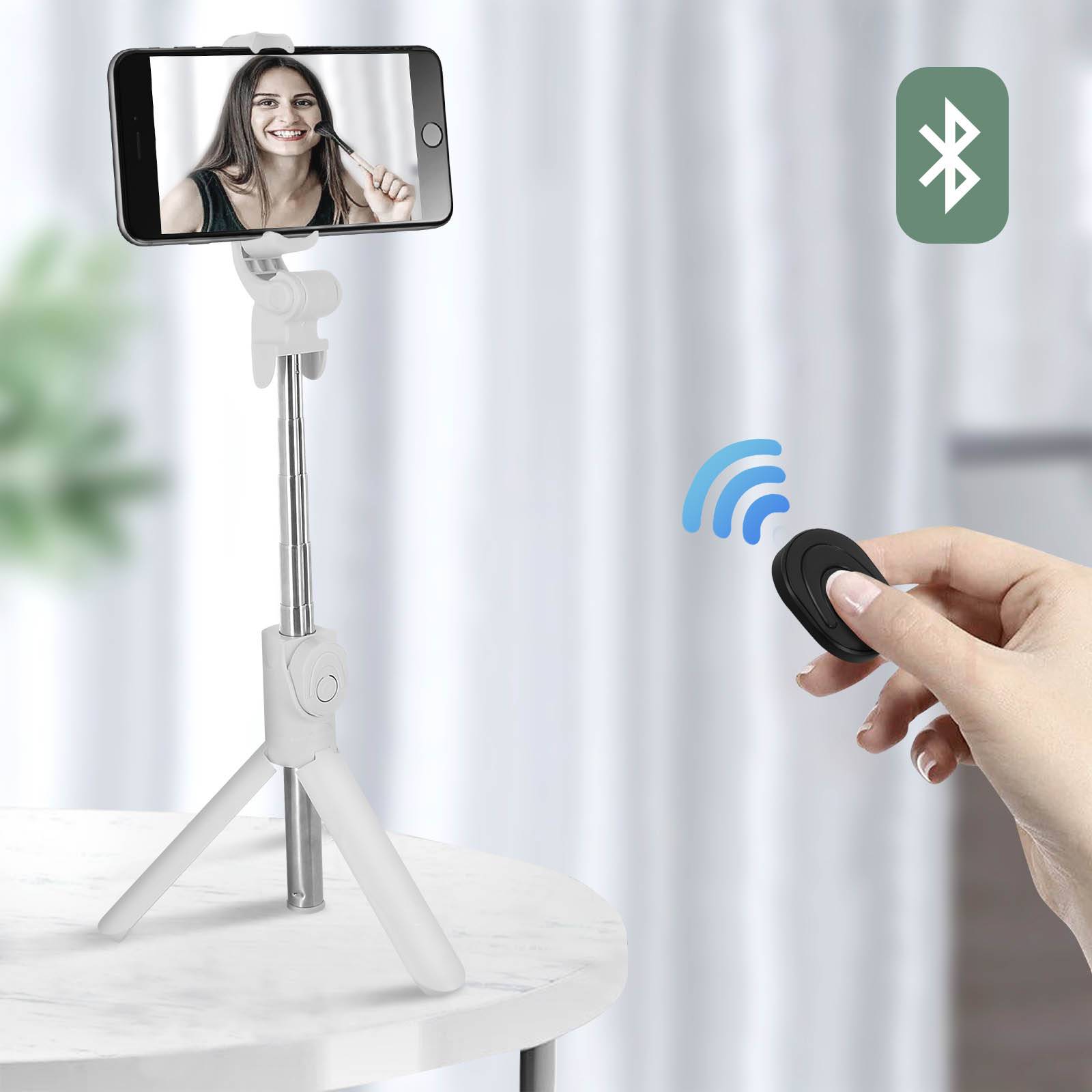 Perche Selfie avec Trépied Télécommande Bluetooth Bras Extensible 68 cm-4