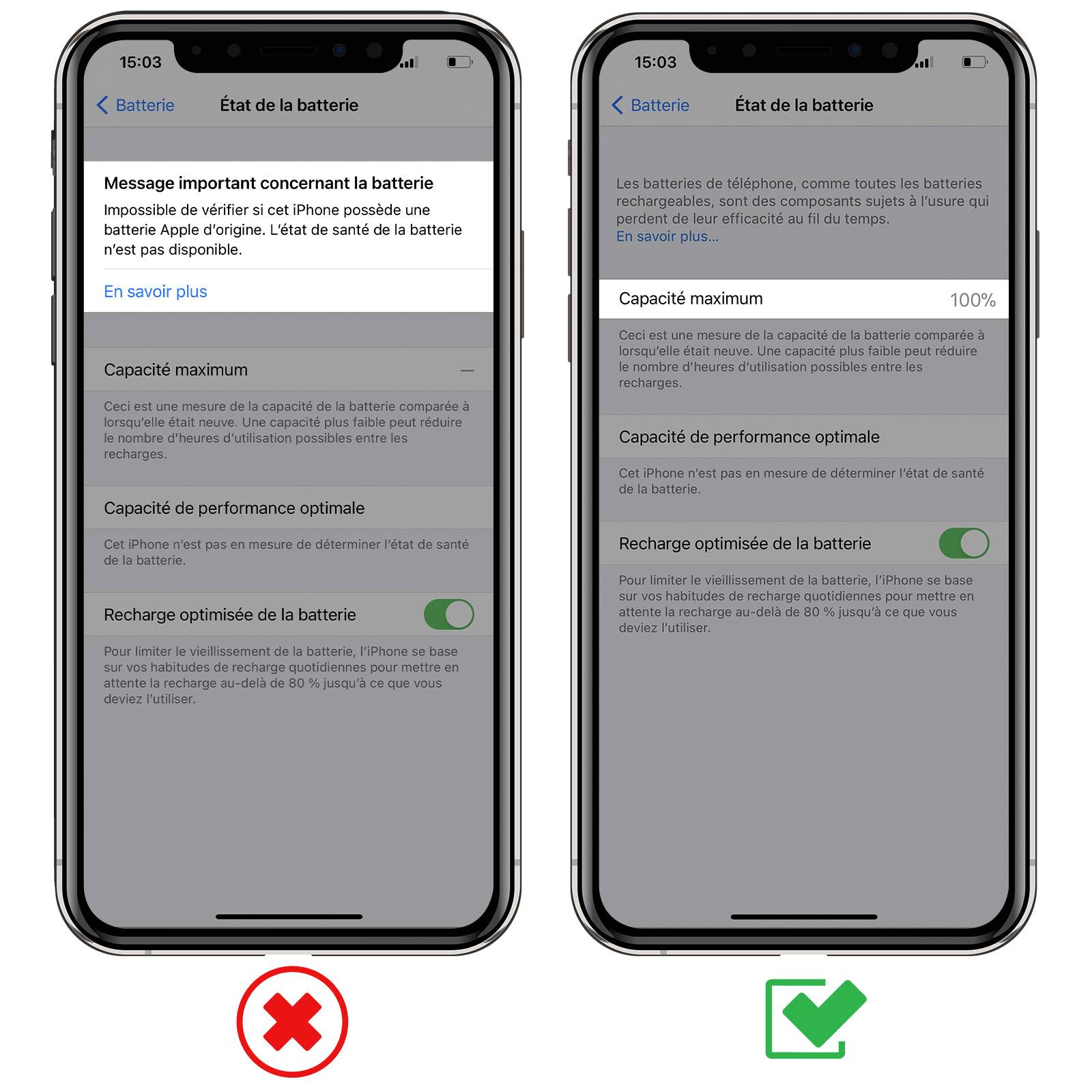 Batterie Sans BMS pour iPhone XS Capacité 2658mAh-2