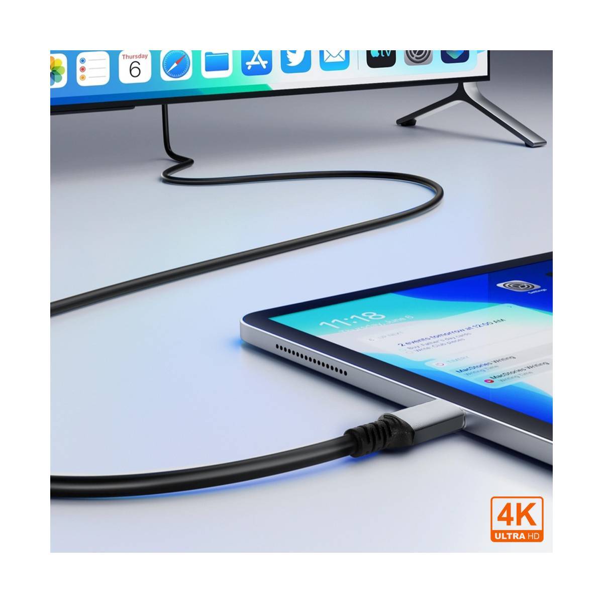 Câble Vidéo DisplayPort vers USB-C 4K 60Hz 1.8m pour PC et Tablette-3