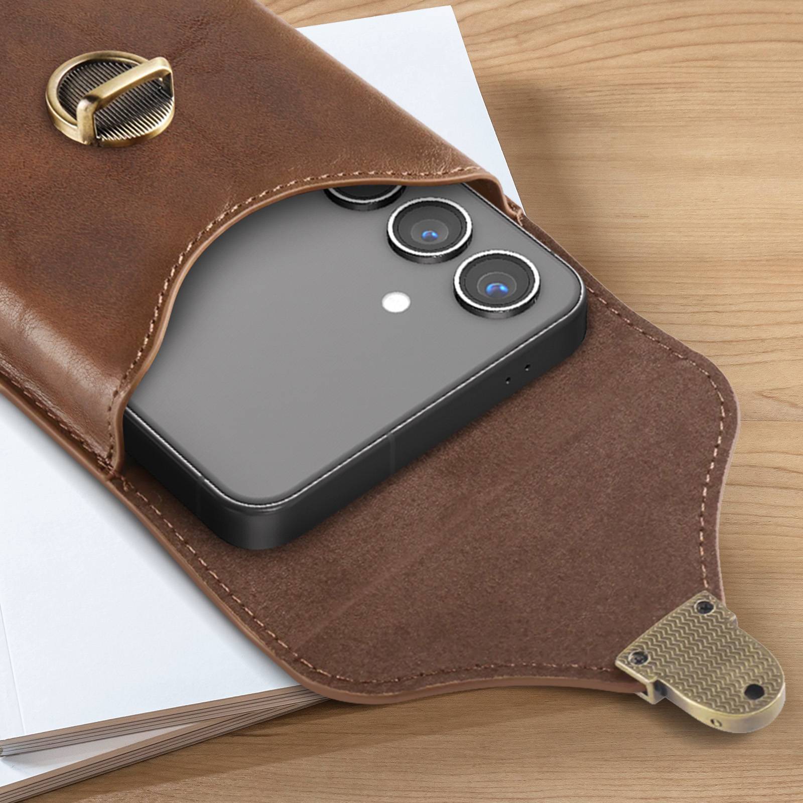 Étui Ceinture Vertical pour Smartphone 6.7 pouces Porte carte Clip-3