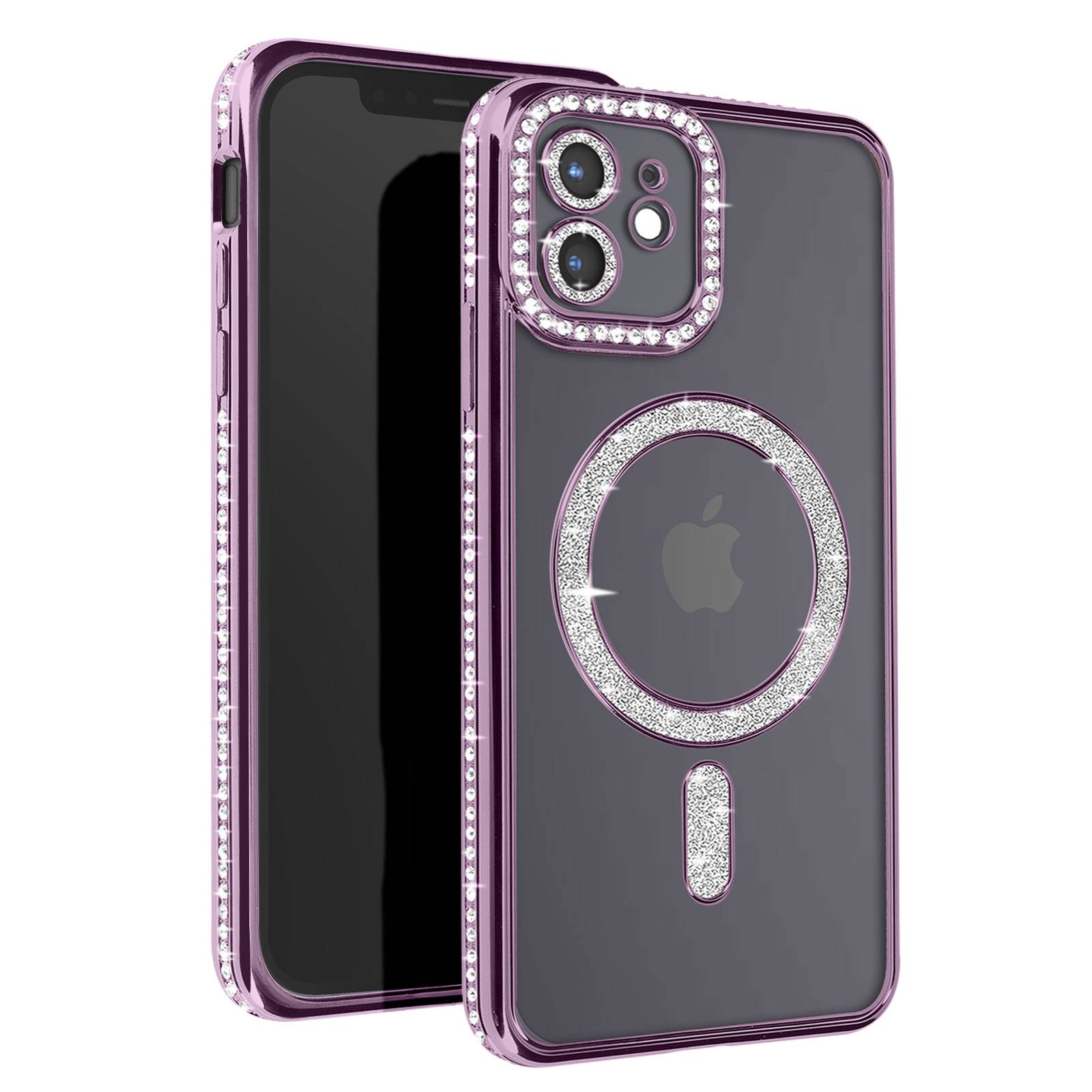 Coque Diamant pour iPhone 12 Protection MagSafe Contour Strass-0