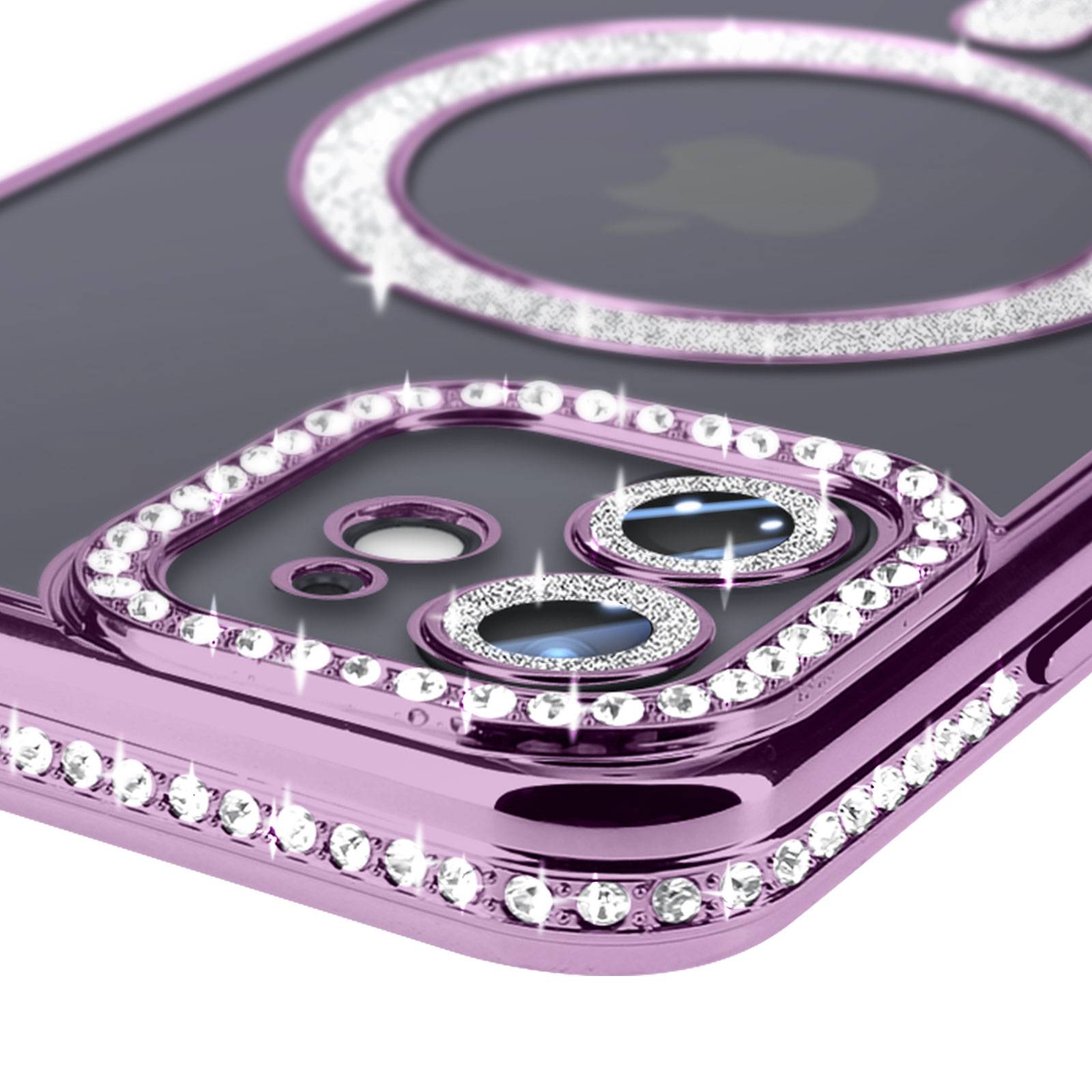 Coque Diamant pour iPhone 12 Protection MagSafe Contour Strass-2