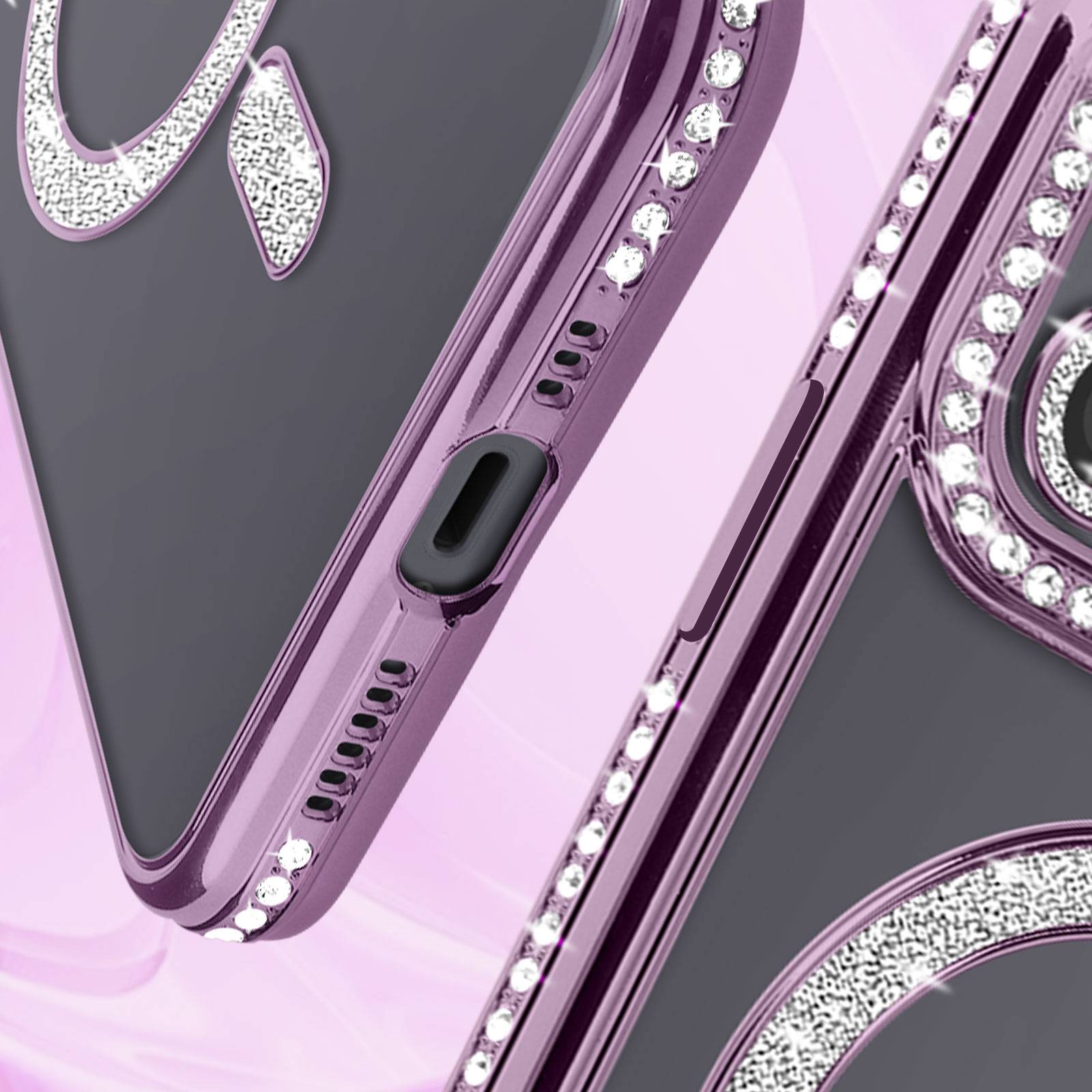 Coque Diamant pour iPhone 12 Protection MagSafe Contour Strass-3