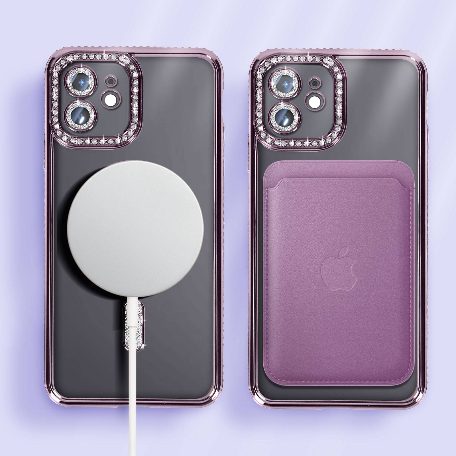Coque Diamant pour iPhone 12 Protection MagSafe Contour Strass-4